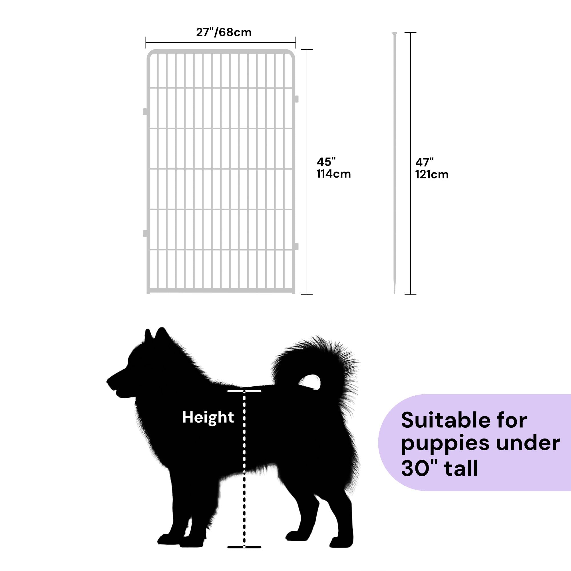 Sunsgrove Indoor Dog Playpen With Wider Door, 45 Inch 4 Panels Non Slip Dog Pen Indoor, Anti Rust Dog Fence, Free And Safe Play,