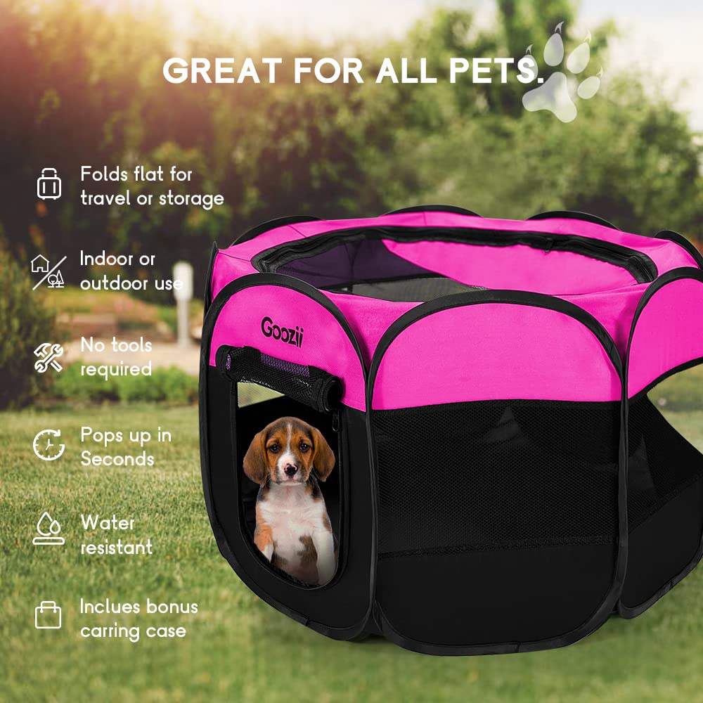 Goozii Portable Dog Playpen For Small Dogs Indoor Outdoor, Foldable Pet Puppy Playpens Kennel Tent With Top Cover Door For House