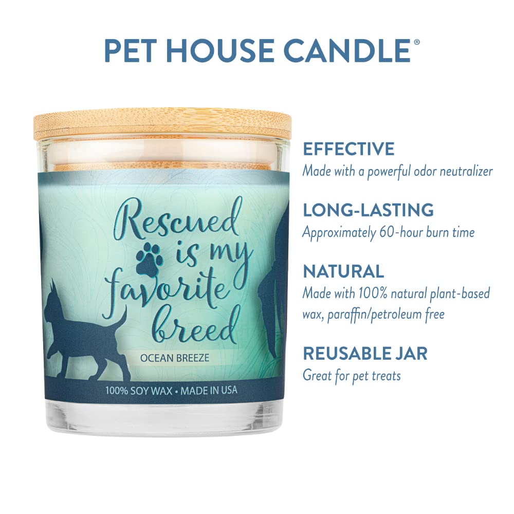 One Fur All Pet Lovers Candle - Ocean Breeze - Pet Odor Eliminator - Non-Toxic - Eco-Friendly