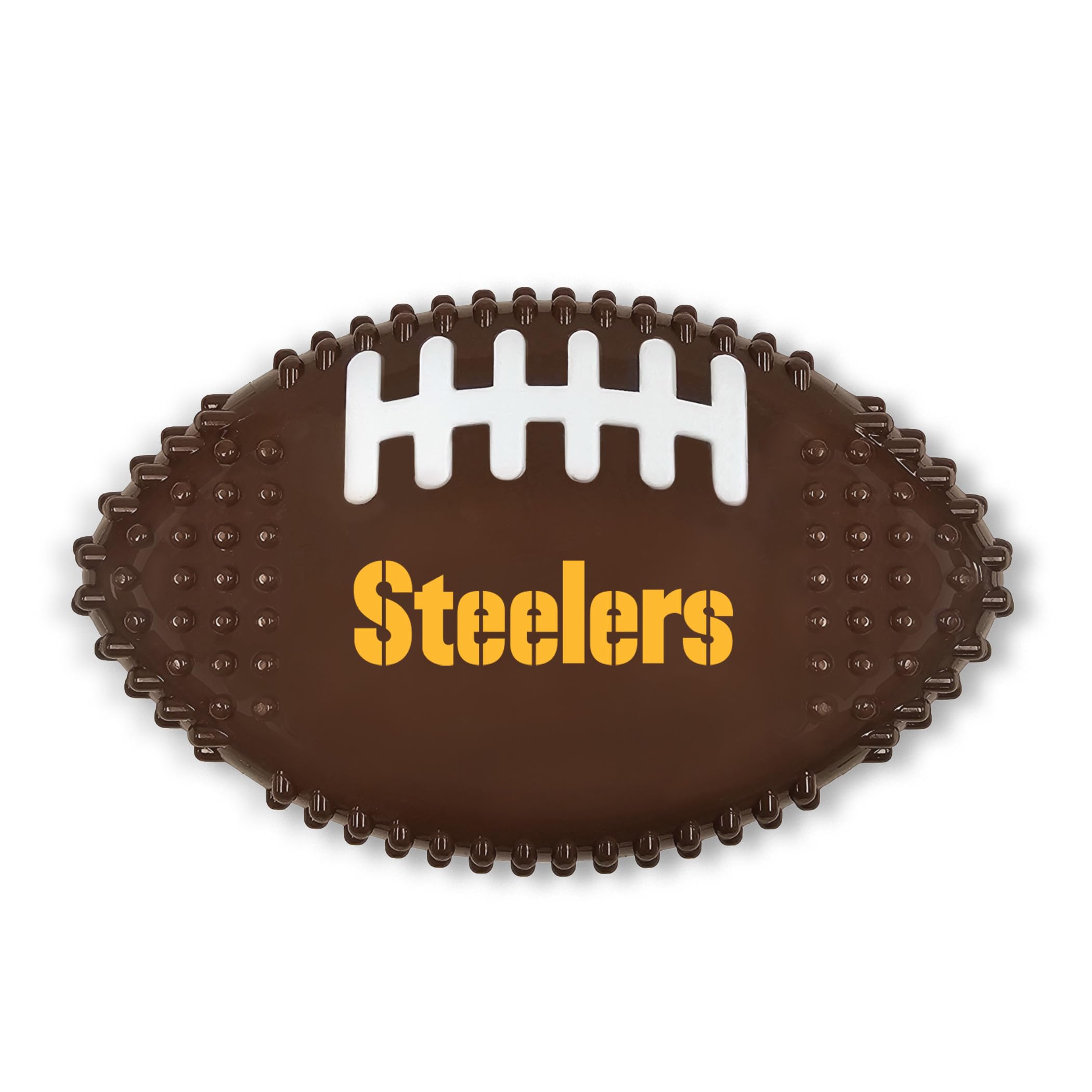 Nfl Pittsburgh Steelers Mega-Chew Hard Nylon Bacon-Flavored Dog Bone Football Chew Toy. Tasty Interactive Fun For Aggressive Che