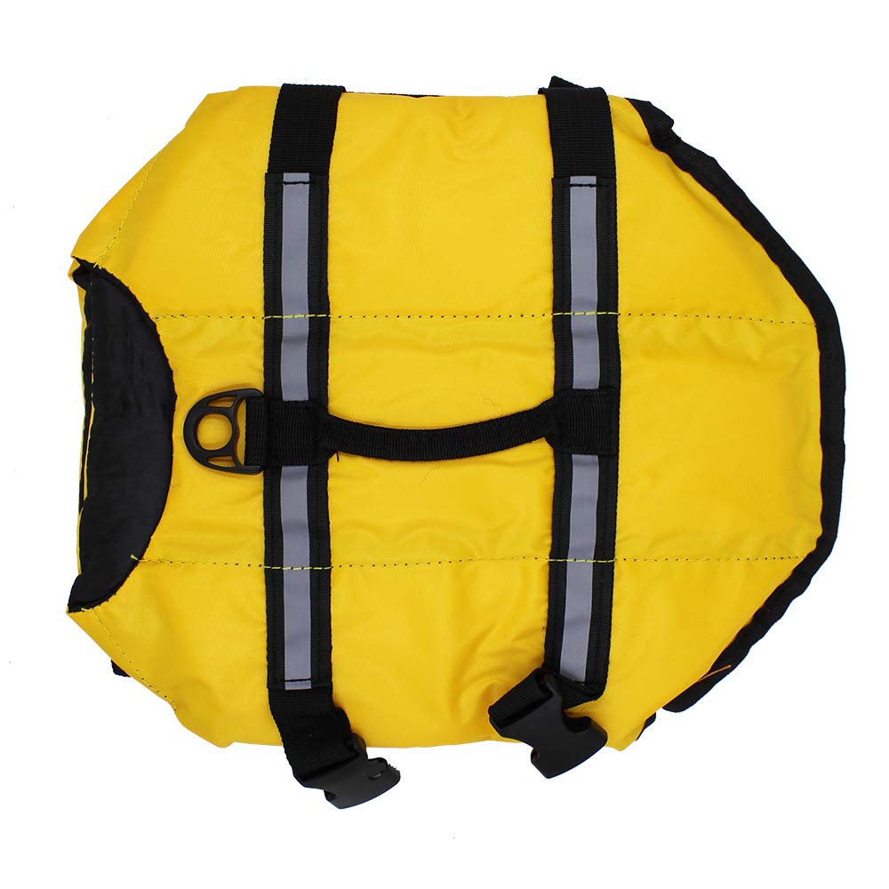 Dog Life Jacket Easy-Fit Adjustable Belt Pet Saver Swimming Safety Swimsuit Preserver with Reflective Stripes for Doggie (L, Yel