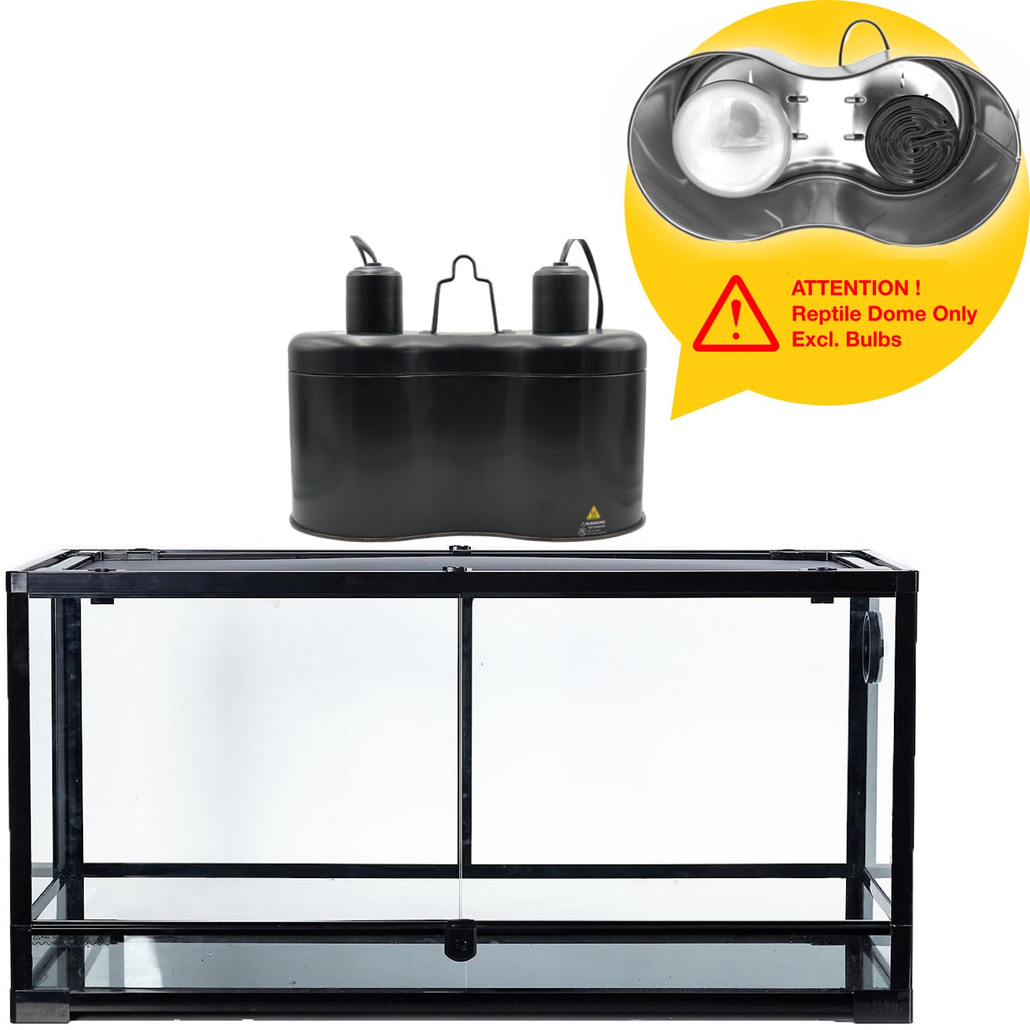 ReptiKing Reptile Dual Dome 12inch, Fits Reptile Light/Heat Lamp/UVB Light, Max. 160W Each,Patent Design K8561, Reptile Light Fi