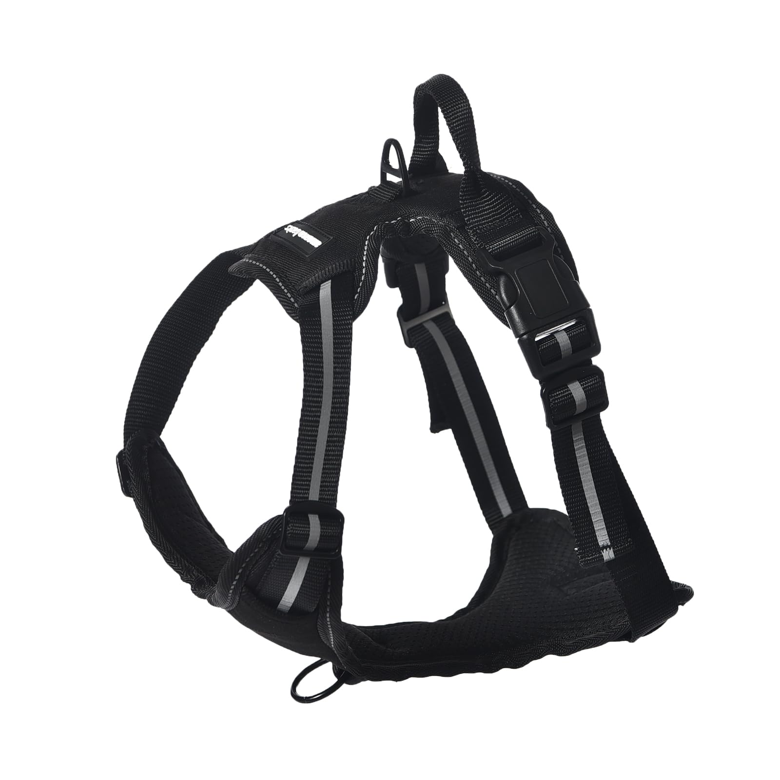 Amazon Basics No-Pull Dog Harness, Adjustable Soft Padded Vest With Reflective Stripes, Medium, Black
