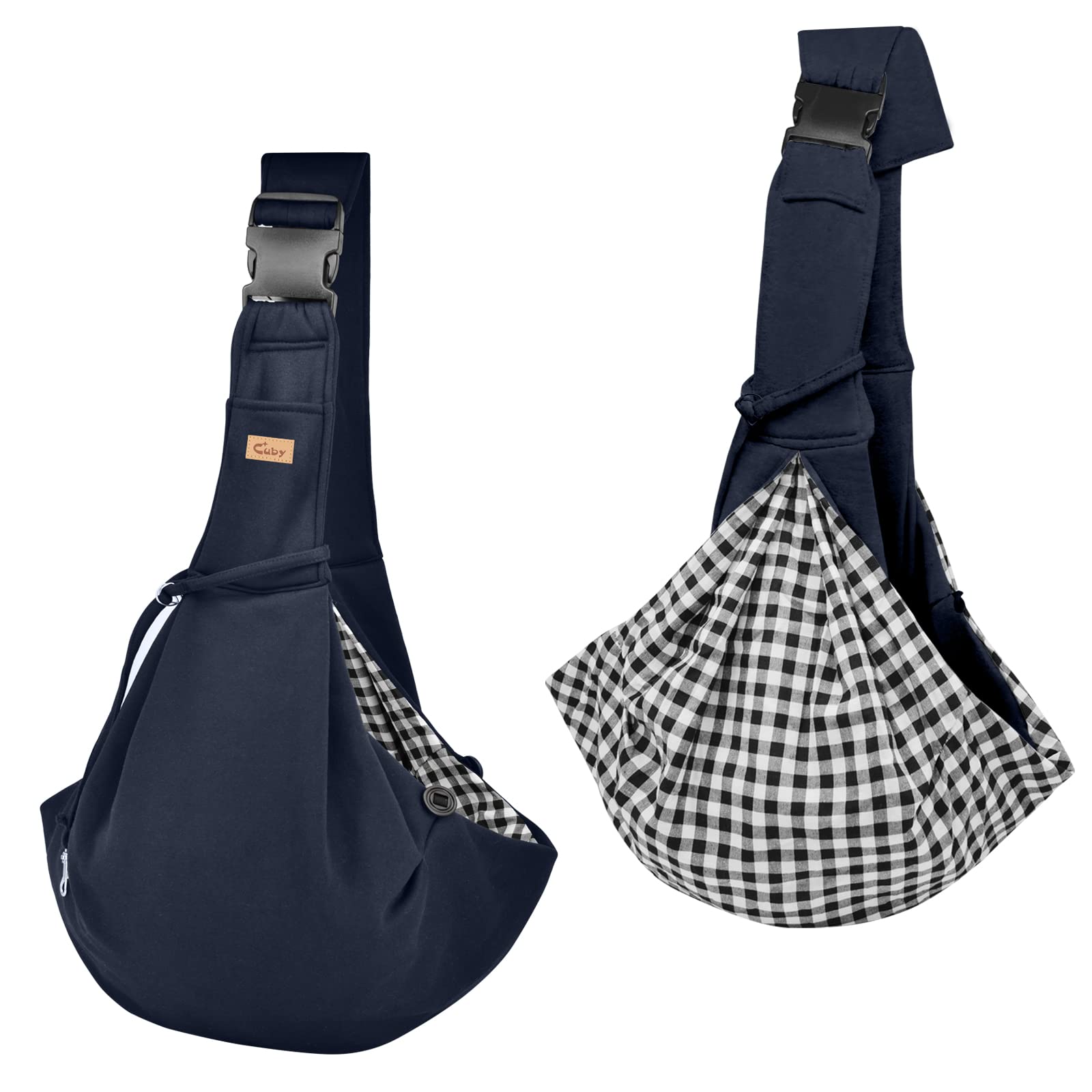 Cuby Dog And Cat Sling Carrier - Hands Free Reversible Pet Papoose Bag - Soft Pouch And Tote Design - Adjustable - Suitable For Puppy, Small Dogs, And Cats For Outdoor Travel (B-Armygreen)