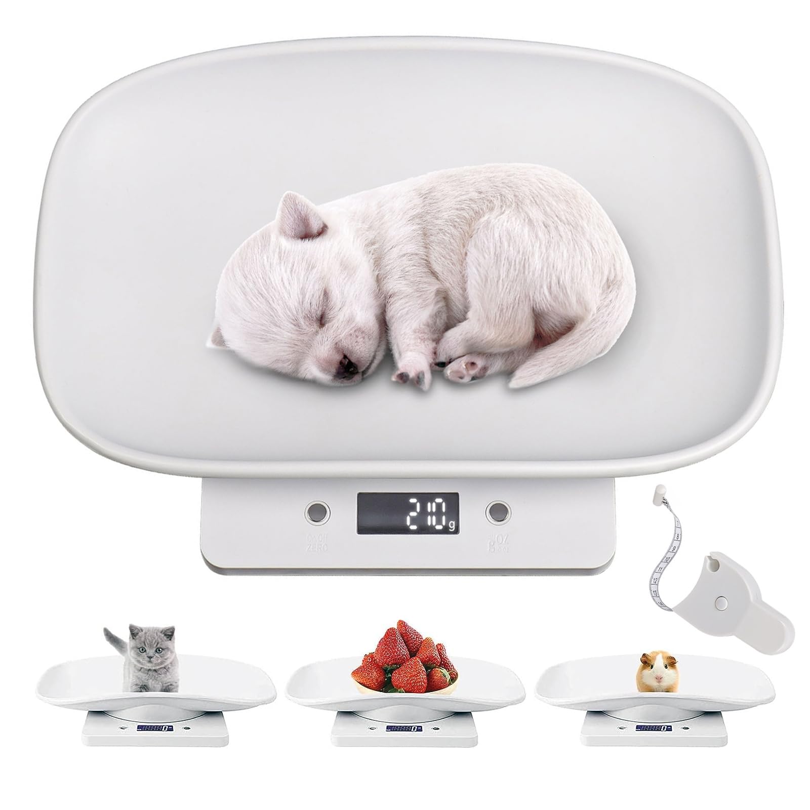 Digital Small Animals Scales for Weighing with Tape Measure, Puppy Whelping Scale Weigh Your Kitten, Rabbit with High Precision,