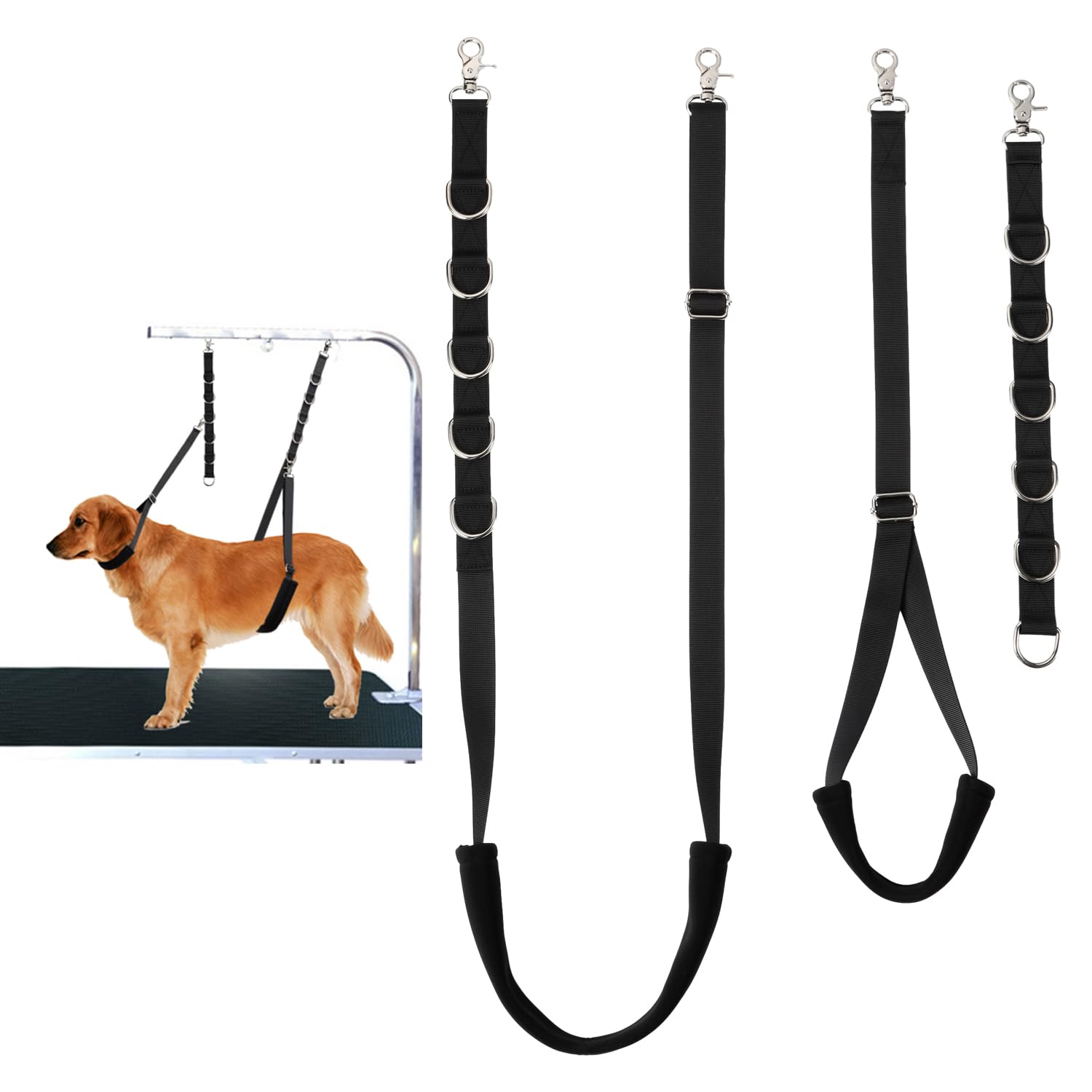 Dog Grooming Loops Supplies Pet Dog Grooming Belly Straps Belly Band Black Solf Comfrotable & Adjustable Grooming Tools for Groo