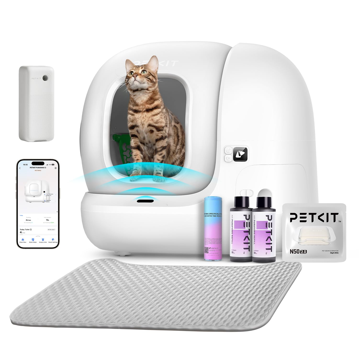 Petkit Puramax 2 Automatic Self Cleaning Litter Box, Upgraded Anti-Leakage Litter Box For Multiple Cats, 2.4G Wifi/Safety Sensor