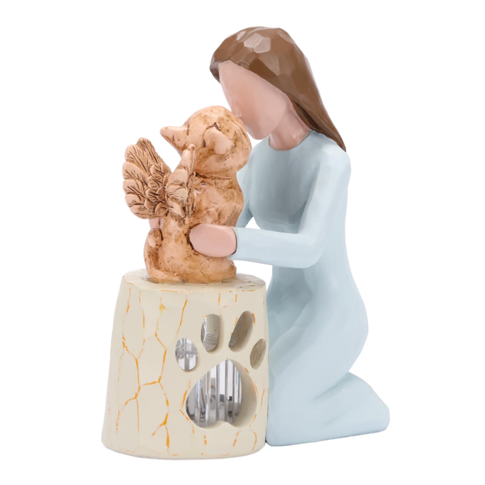 Seawah Cat Memorial Gifts - Angel Cat Candle Holder Statue With Led Candle - Cat Loss Sympathy Gift For Cat Lover - Cat Figurine