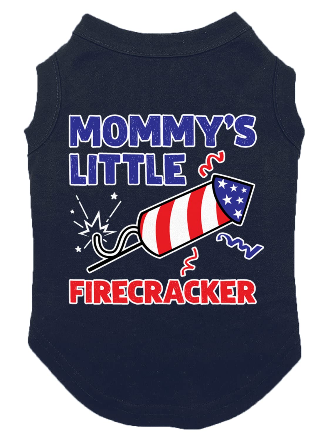 Mommy'S Little Firecracker - Usa Independence Day 4Th Of July Dog Shirt (Navy, 3X-Large)
