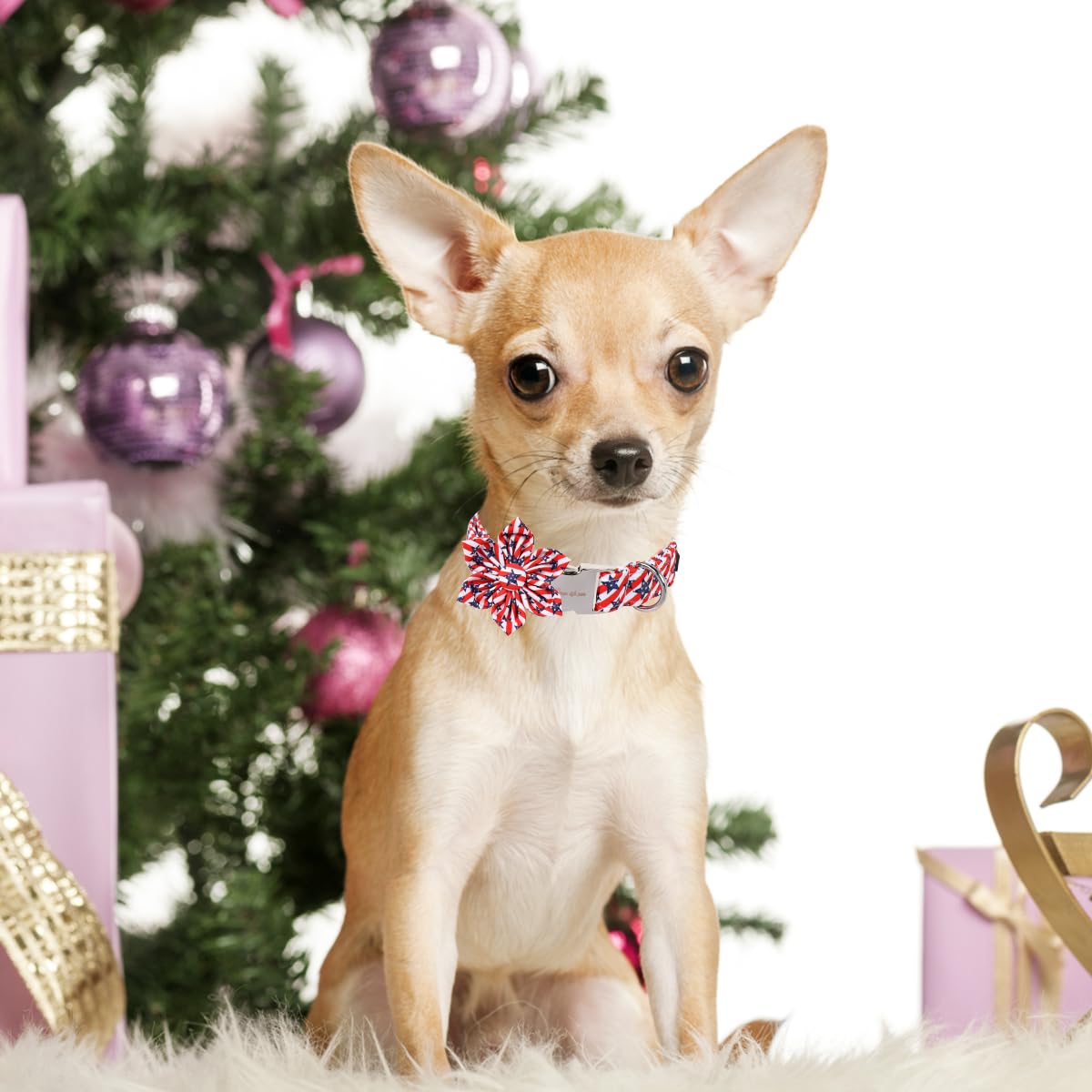 Unique Style Paws Independence Day Dog Collar With Bow Striped Star For Small Medium Large Boys Girls Dogs