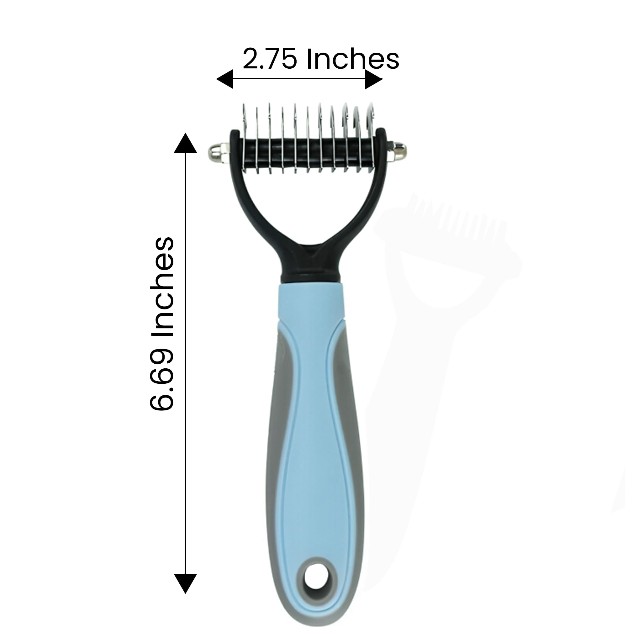 Kwest Essentials Pet Grooming Brush - Shedding Comb & Dematting Tool For Dogs & Cats, Extra Wide Undercoat Rake For Dog Grooming, Blue