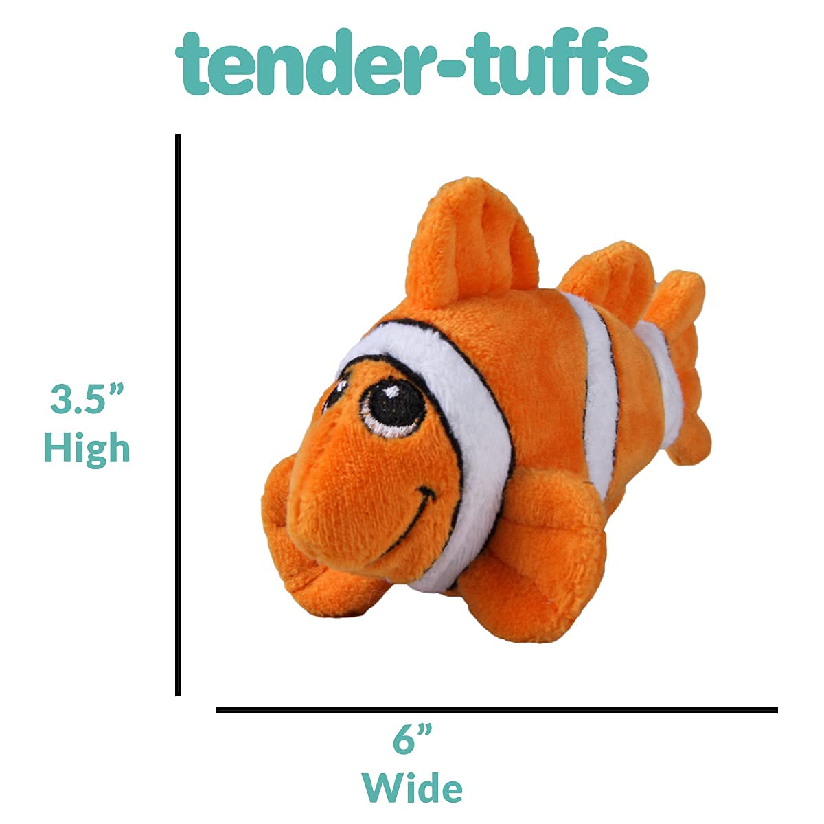 Smartpetlove Tender-Tuffs Tiny - Tough Plush Dog Toys For Puppies And Small Breeds - Stuffed Orange Clownfish With Puncture Resistant Squeaker