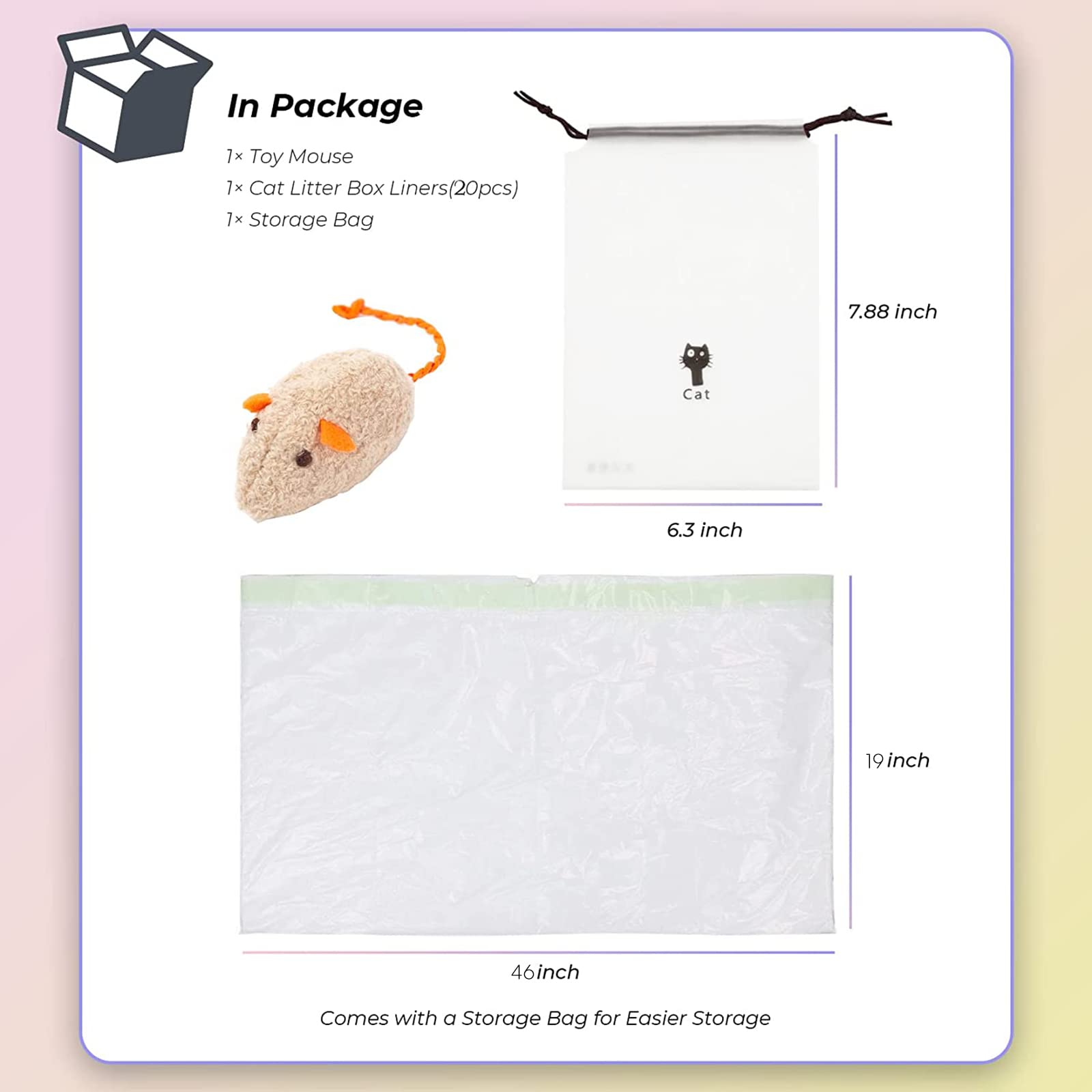 Kropbom Cat Litter Box Liners, 30 Count 46'' X 19'' Xxl Heavy Duty Litter Tray Liner Bags With Drawstring For Extra Large Cat Li