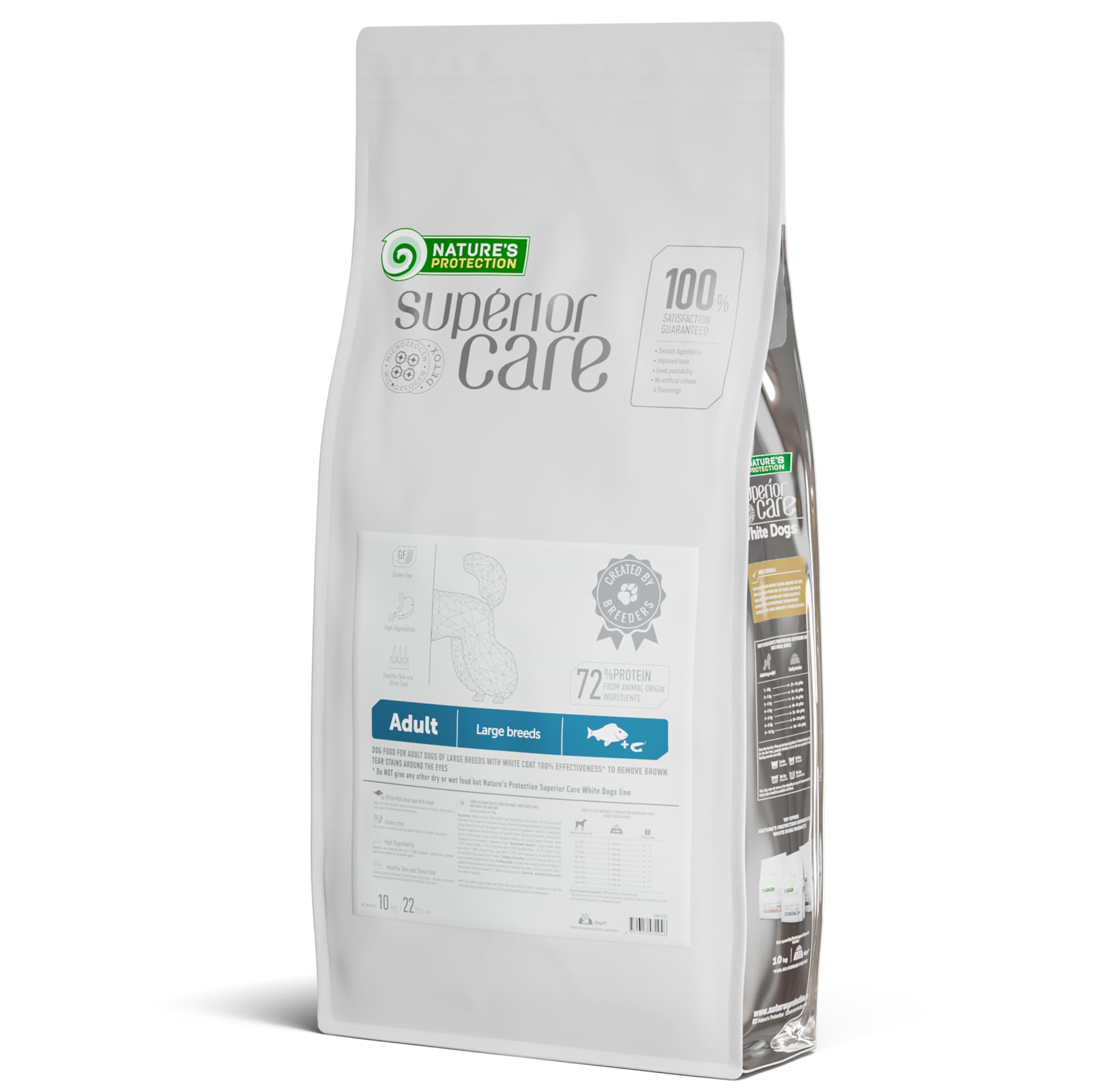 Natures Protection Superior Care White Dogs Grain-Free Dry Dog Food - High Protein, Tear Stain Dog Food for Large Breeds Light 
