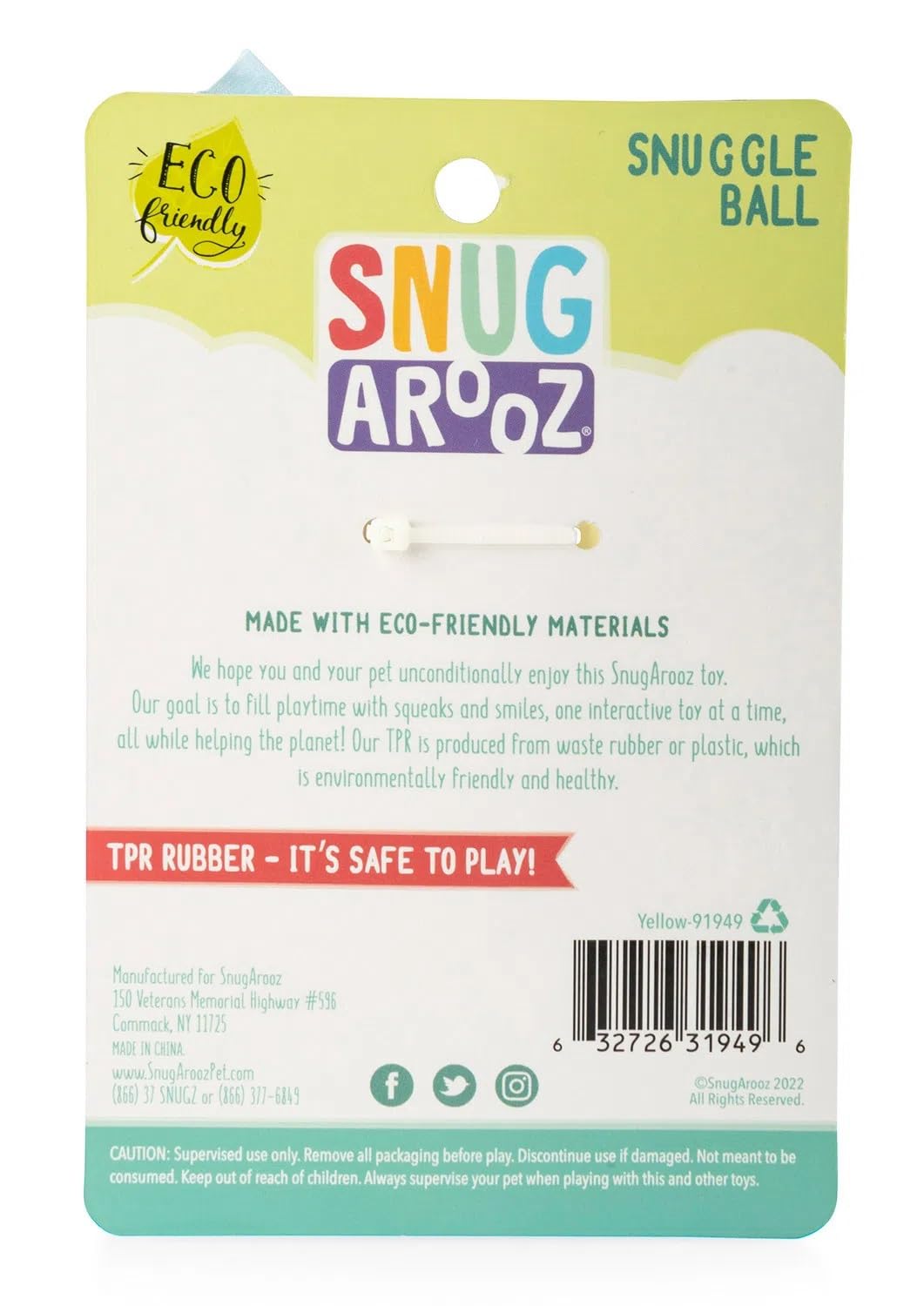 Snugarooz Snuggle Ball Yellow Dog Toy ?Eco-Friendly Tpr With Braided Cotton Rope - Aids Dental Health - Durable For Chewing & Fetch Play