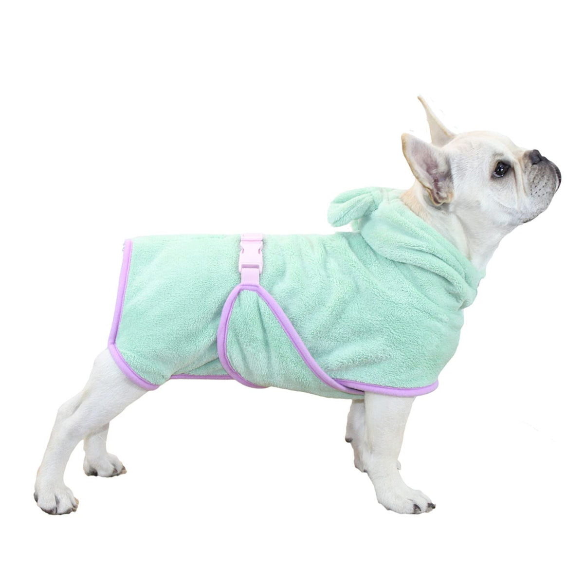 Dog Bathrobe, Microfiber Fast Drying Absorbent Hooded Bath Towel For Puppy Small Medium Large Dog Cat(Green,S)