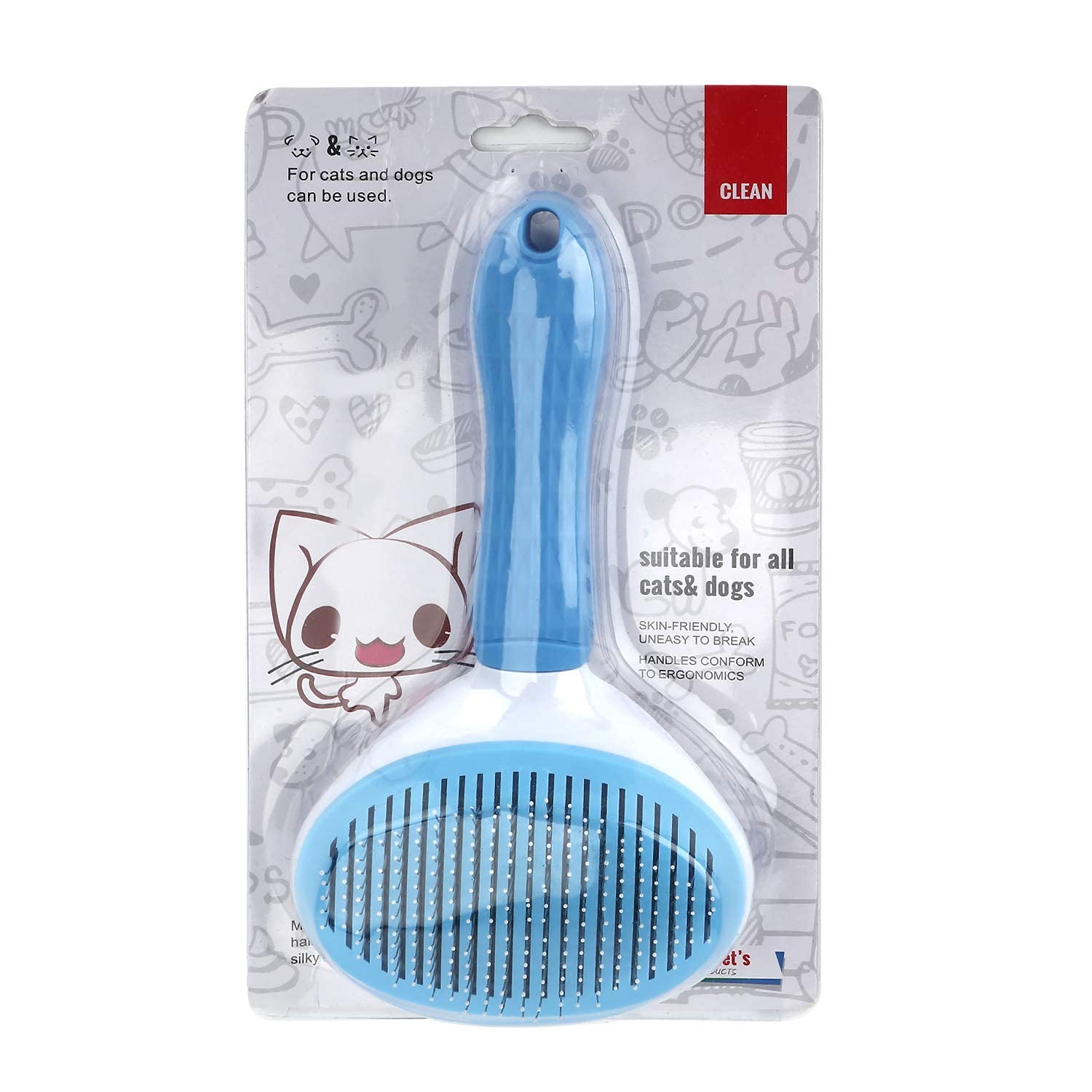 Depets Self Cleaning Slicker Brush, Dog Cat Bunny Pet Grooming Shedding Brush - Easy To Remove Loose Undercoat, Pet Massaging Tool Suitable For Pets With Long Or Short Hair