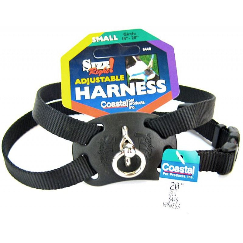 Coastal Pet Size Right Adjustable Dog Harness - Small & Big Dog Harness - Comfortable Dog Training Harness - Includes Snap-Lock Buckle - Quality Dog Supplies - Black, 5/8' X 18-24'