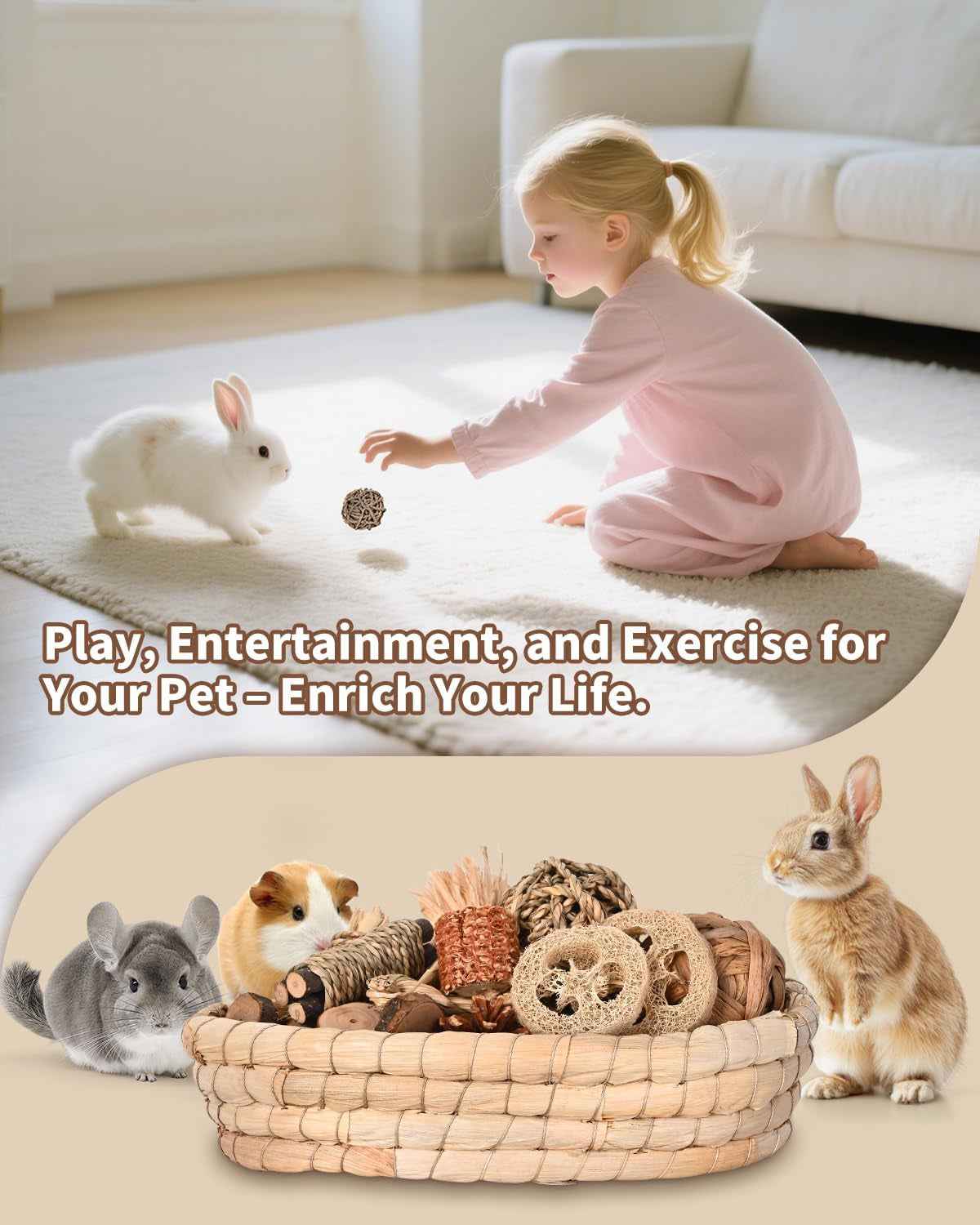31PCS Rabbit Chew Toys Set for Dental Care & Enrichment