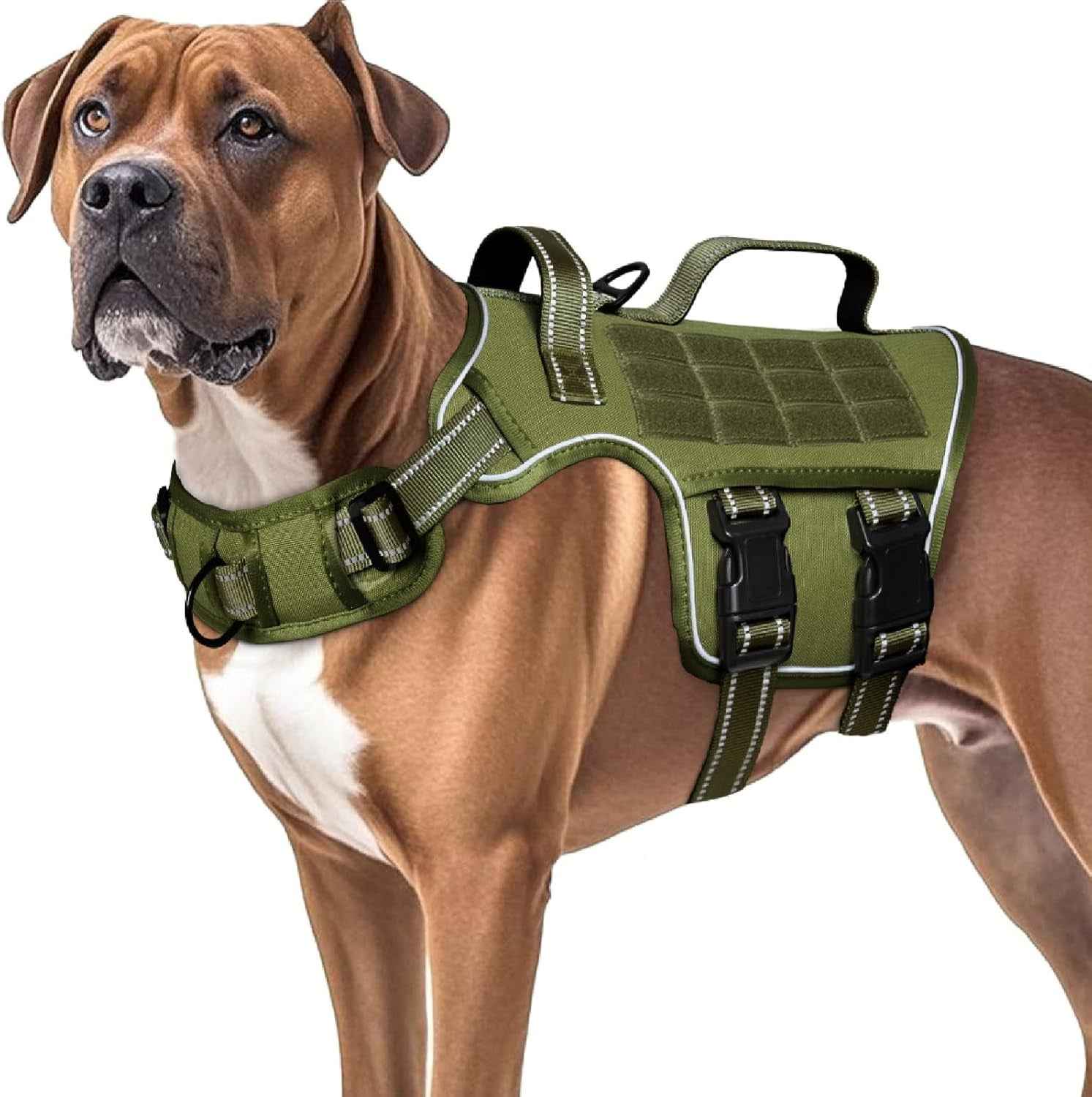 Tactical Dog Harness MOLLE Vest – Camo, S–XL, No-Pull