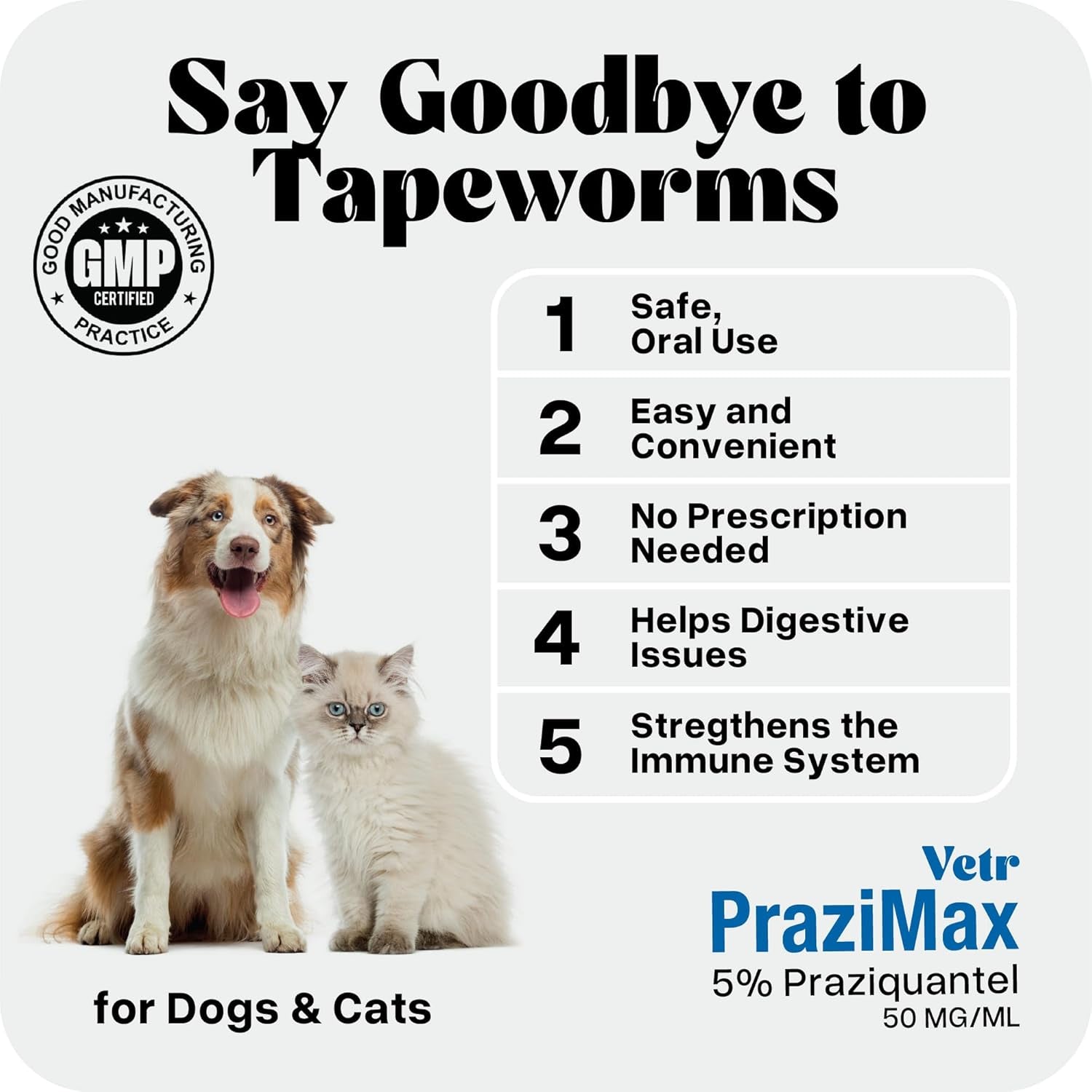 Vetr PraziMax Liquid Tapeworm Support for Dogs & Cats, 60 mL
