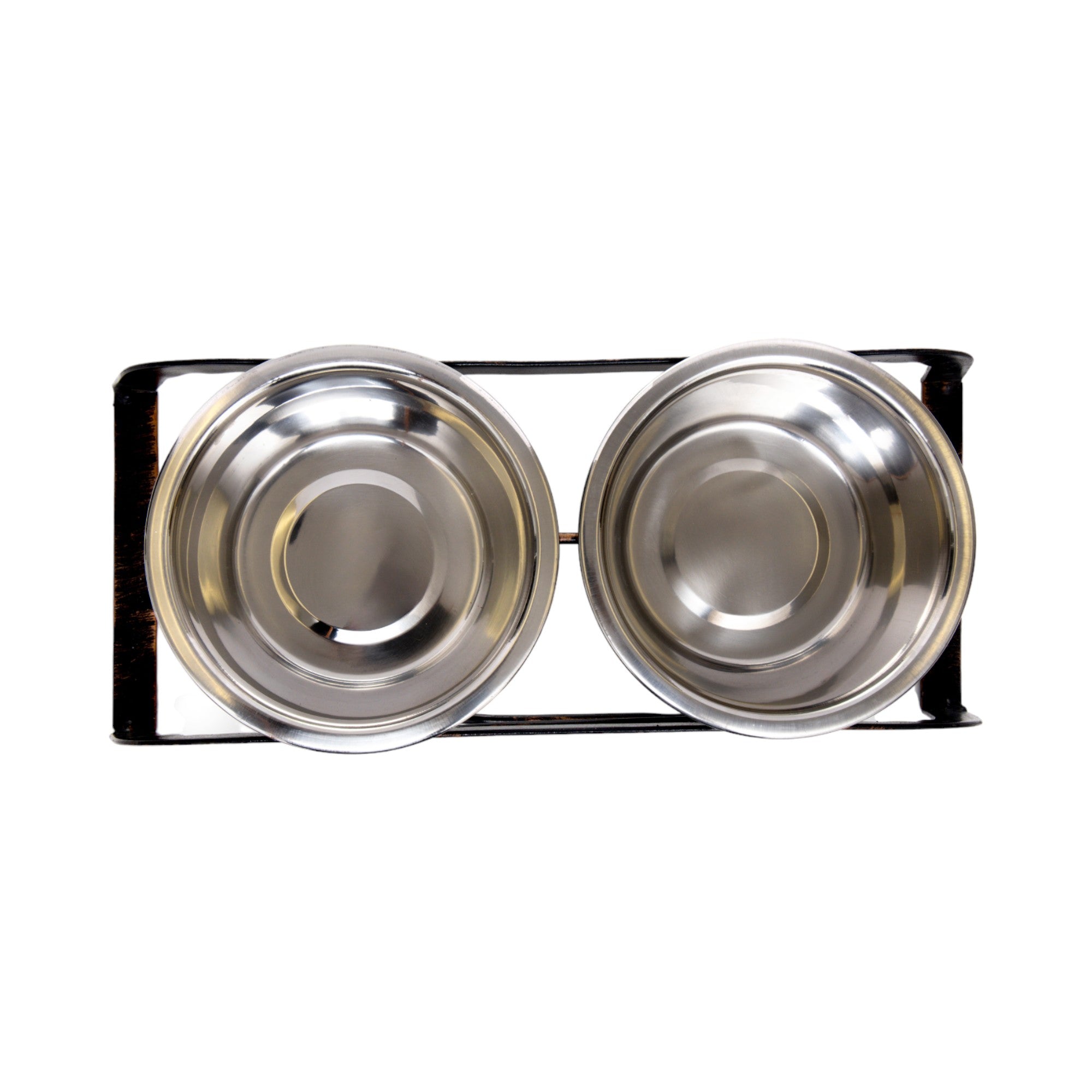 Country Living Rustic Dog Bone Elevated Feeder with 2 Stainless Steel Bowls
