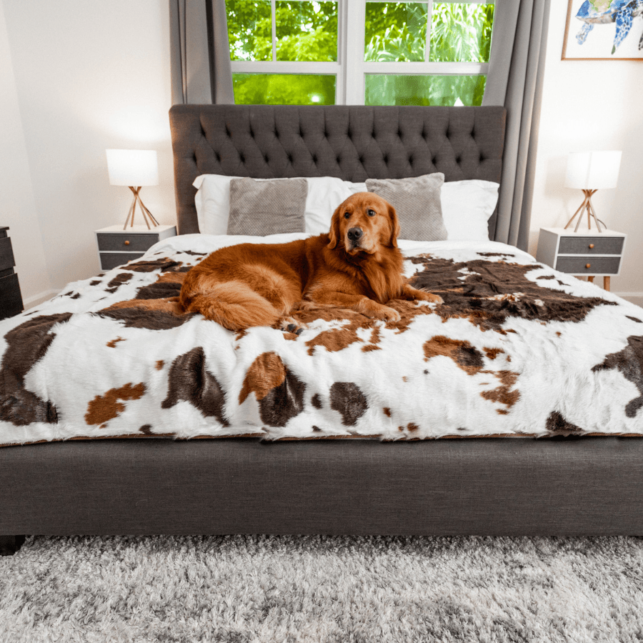 PupProtector Waterproof Throw Blanket - Brown Faux Cowhide
