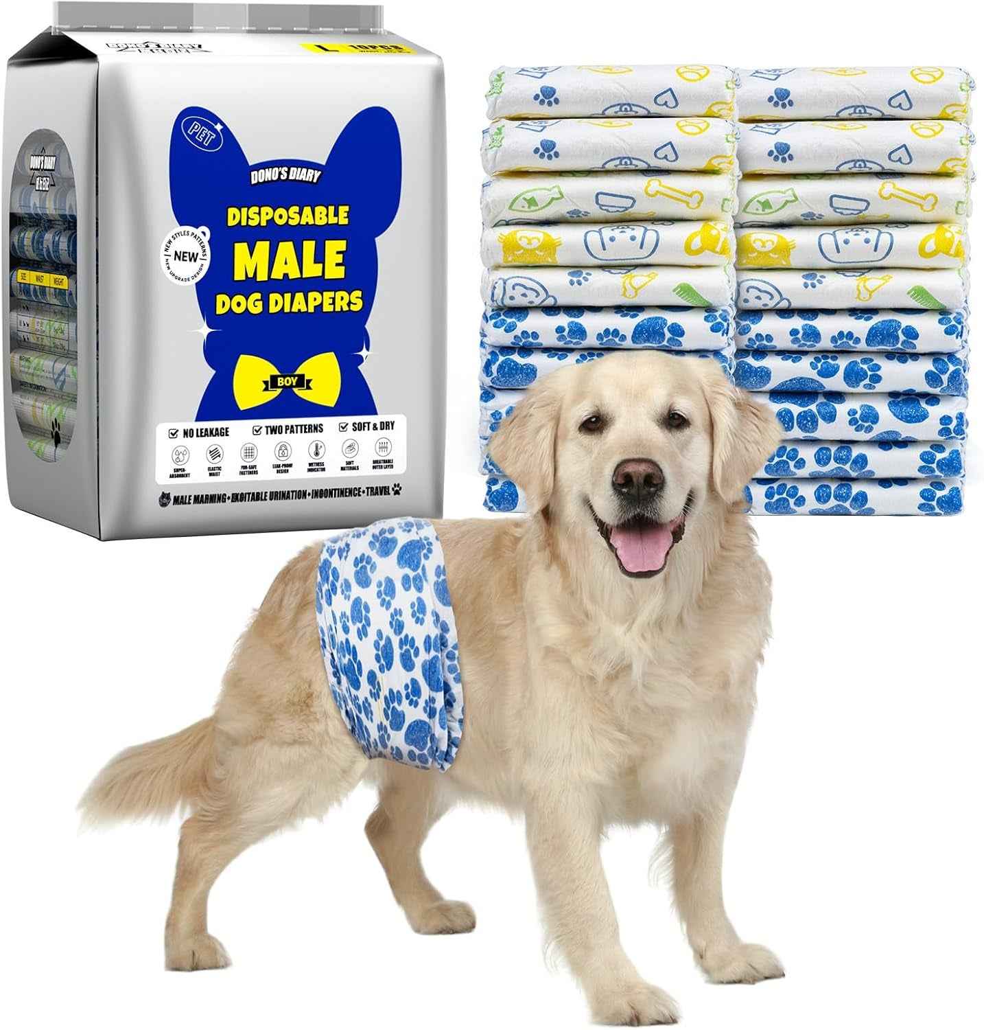 Male Dog Diapers Disposable Belly Bands | Leakproof Wraps 60 Count