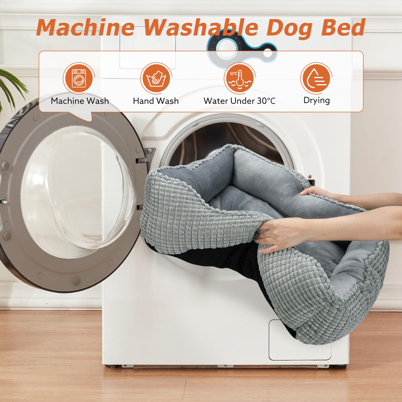 MIXJOY Dog Beds for Medium Dogs Washable, Rectangle Pet Bed Medium Size Dog, Orthopedic Sleeping Pet Sofa Bed, Soft Calming Cat