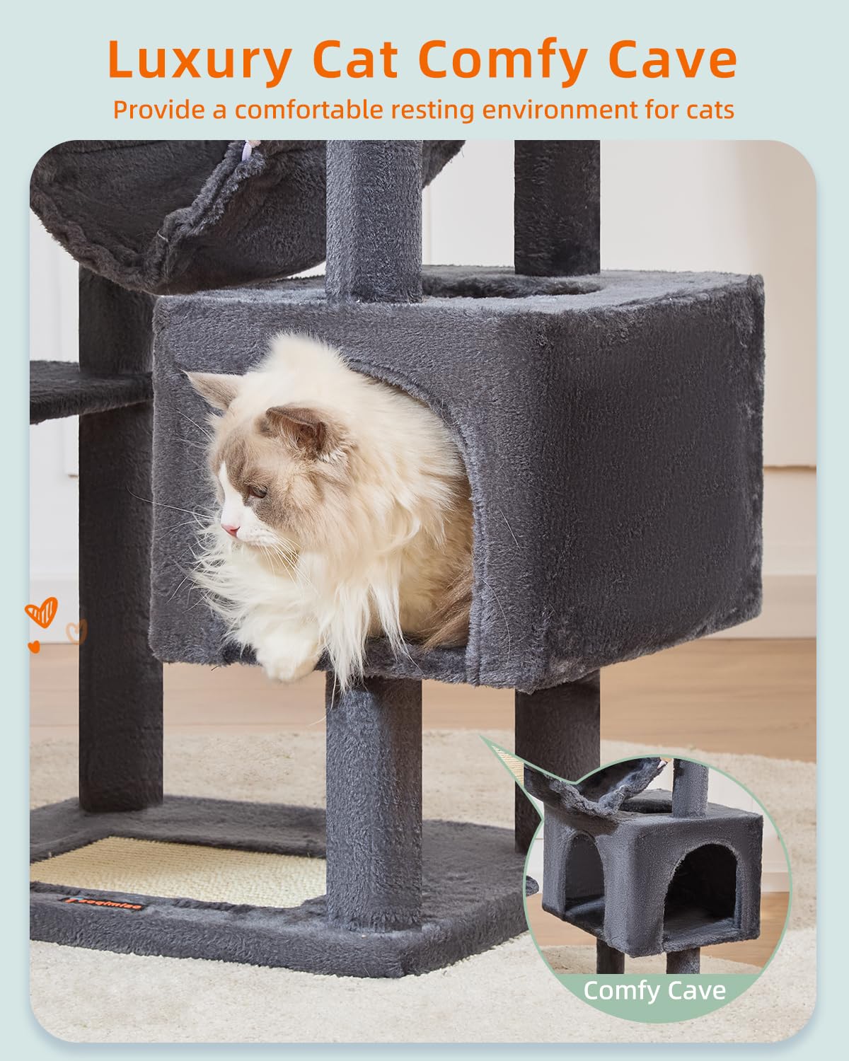 Taoqimiao Cat Tree, 68-Inch Cat Tree Cat Tower For Indoor Cats, Plush Multi-Level Cat Condo With 6 Scratching Posts, 2 Perches,