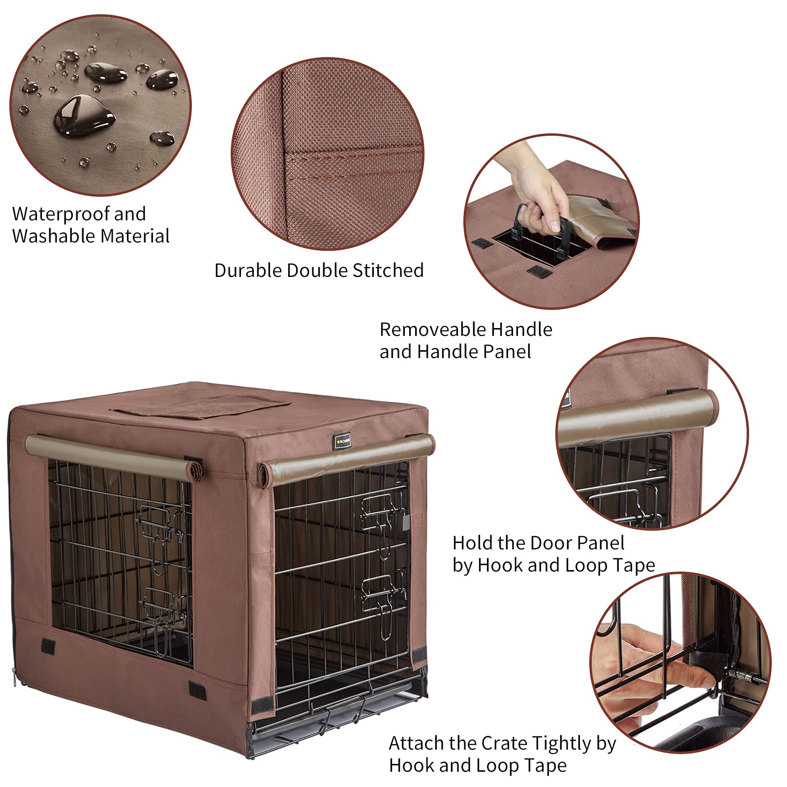 Donoro Dog Crates Kit For Small Size Dogs Indoor With Dog Crate Cover, Double Door Dog Kennels & Houses For Puppy And Cats, Collapsible Metal Contour Dog Cages (30-Inch Kit)