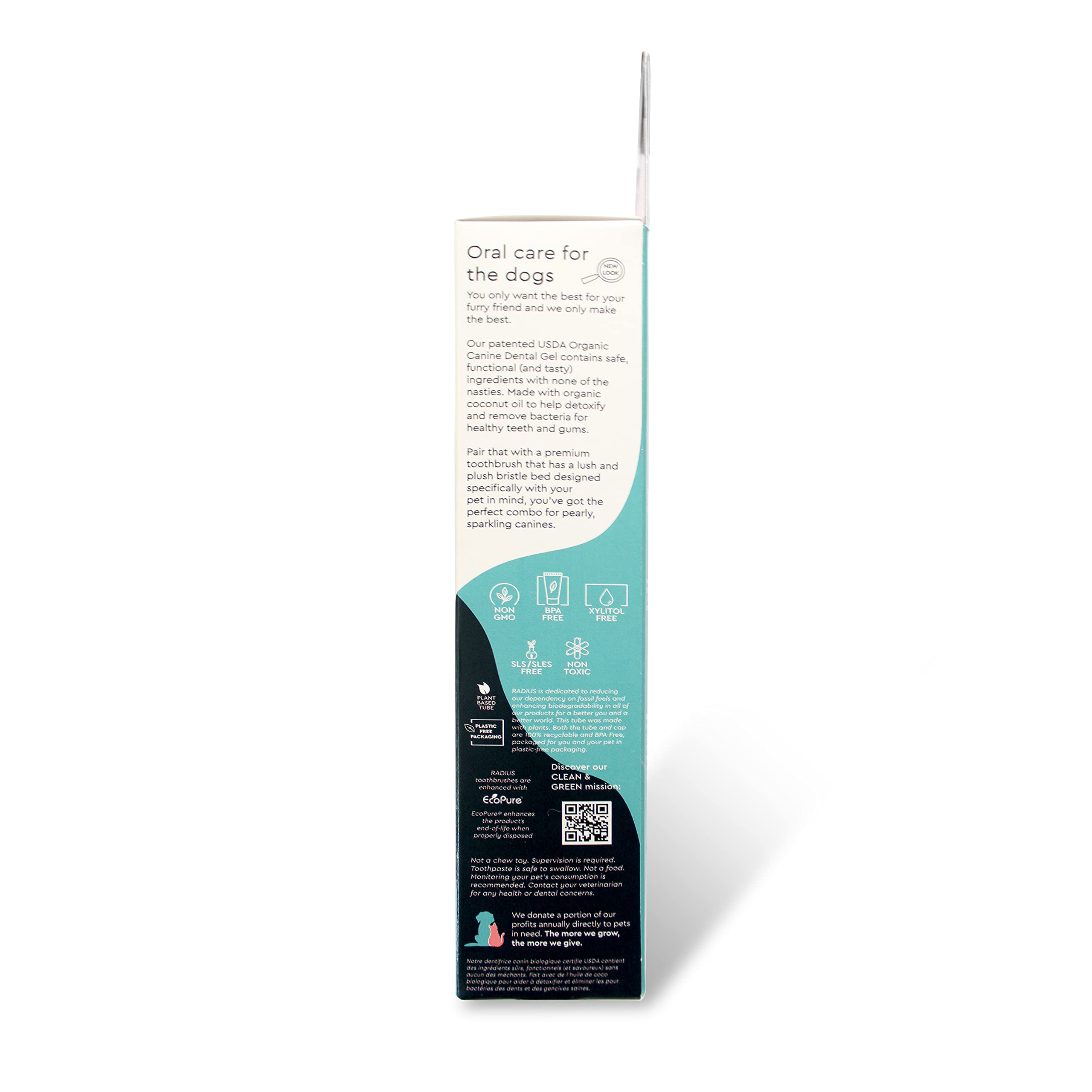 Radius USDA Organic Dental Solutions Adult Kit 1 Unit, 1 Dog Toothbrush & 1 0.8oz Toothpaste, Firm Bristle & Non Toxic Toothpast