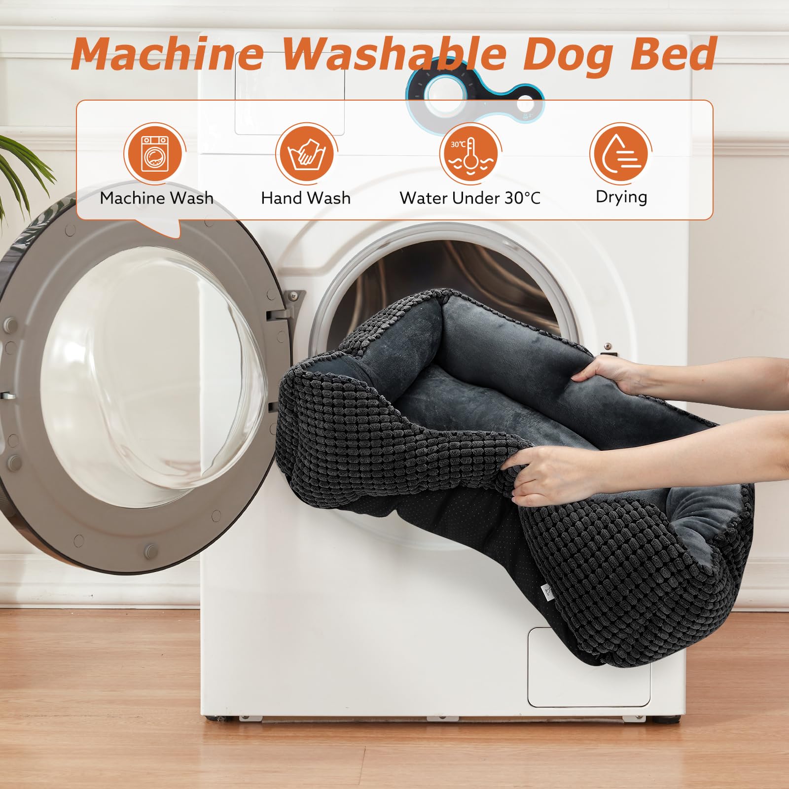 MIXJOY X-Large Dog Bed for Large, Medium, Small Dogs - Rectangle, Washable, Orthopedic, Soft Calming Sleeping Puppy Bed - Durabl