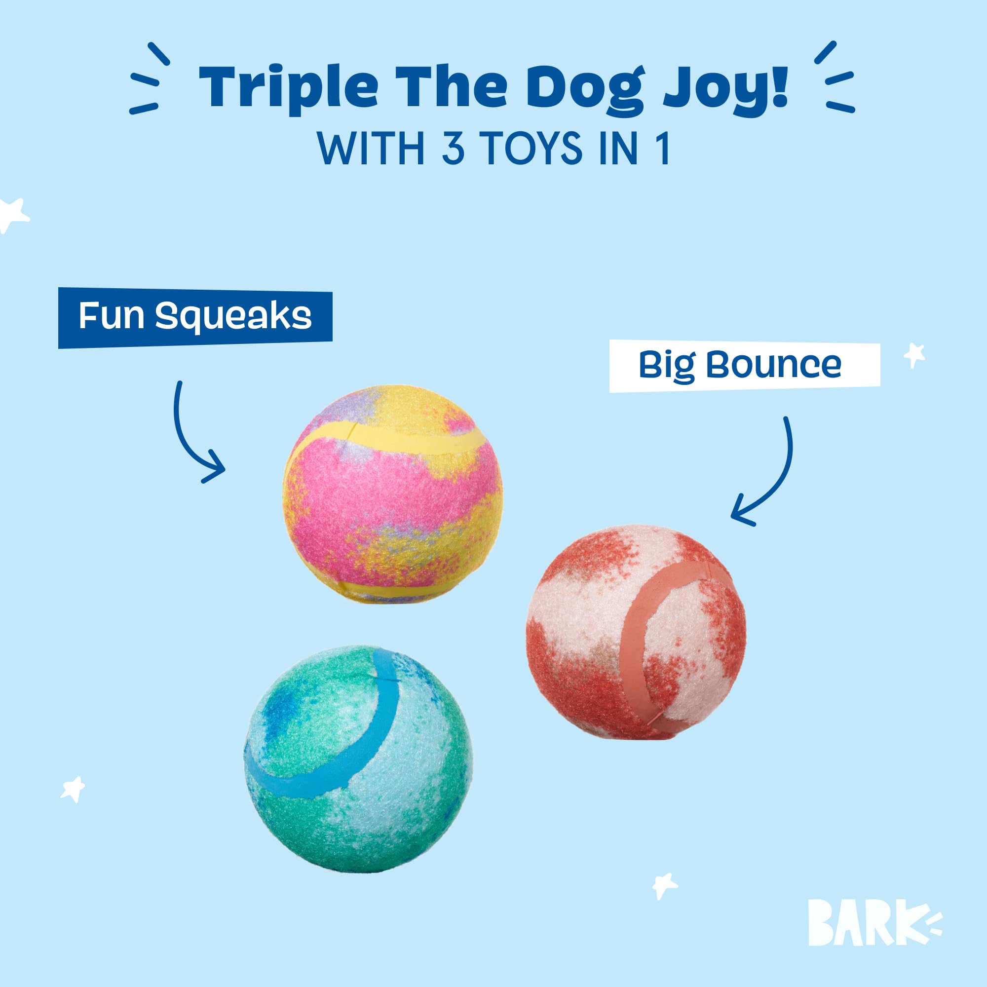 Barkbox Squeaker Ball Toys - Interactive Plush Tennis Balls for Fetch & Training - All Sizes - Perfect for Small, Medium & Large Dogs