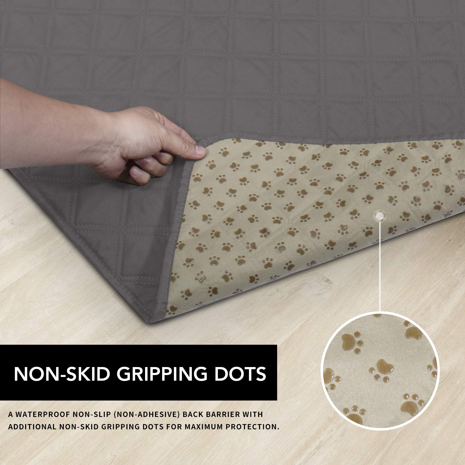Easy-Going Waterproof Dog Bed Cover, Washable 86x82 in, Grey, Non-Slip Sofa Protector for Pets and Kids