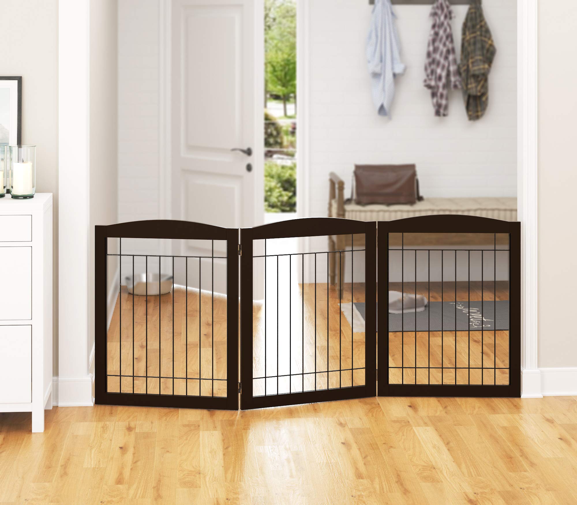 PAWLAND 72    Extra Wide Dog Gate for The House, Doorway, Stairs, Freestanding Foldable Wire Pet Gate, Pet Puppy Safety Fence,30