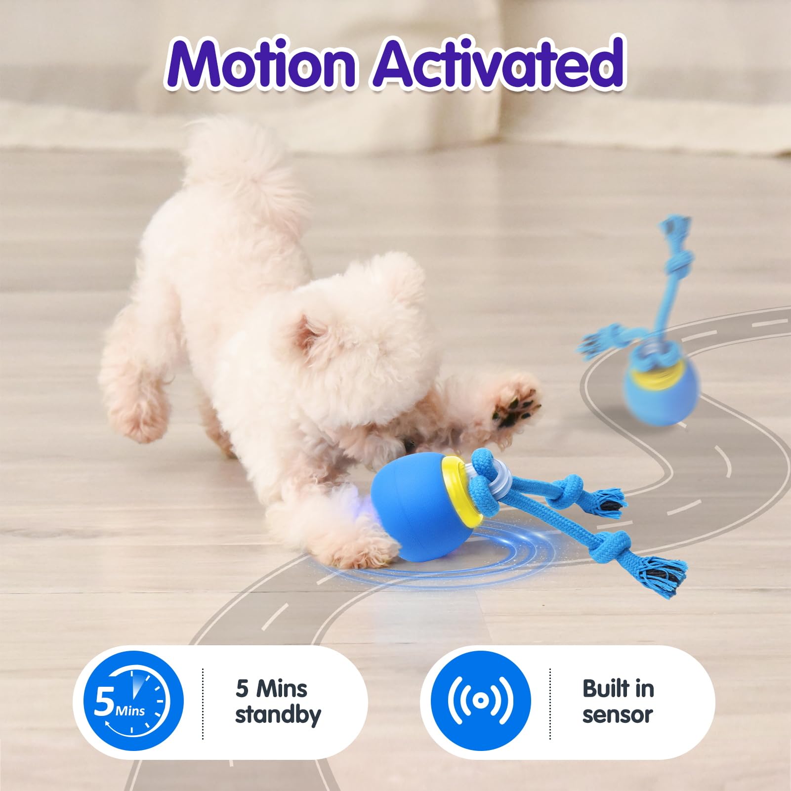 Oxawo Interactive Dog Toys Electric Dog Ball Touch Wake-Up With Dogs Chirping Rechargeable Toys Indoor & Outdoor Fun