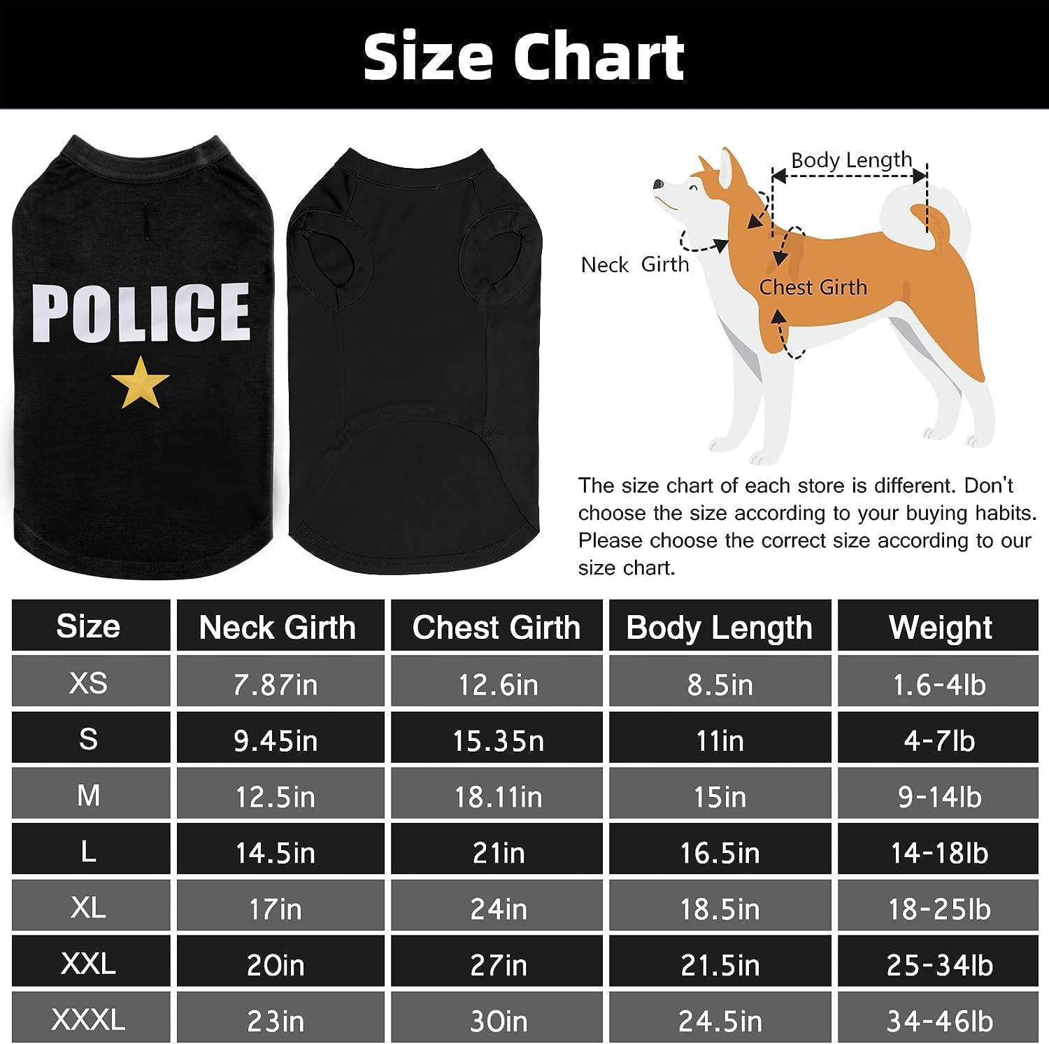 Bingpet Police Dog Shirts,Soft Cotton Puppy Tshirt,Breathable Lightweight Dog Costumes Tank Top Vest,Machine Washable Stretchy Dog Clothes For Small Medium Large Dogs Boy Girl