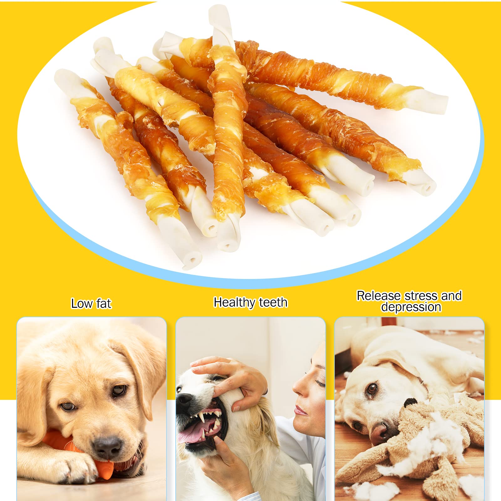 HealthyBones Chicken Breast Wrapped Natural Dog Treats for Swedish Lapphund and Other Med Herding Dogs, 36 Count