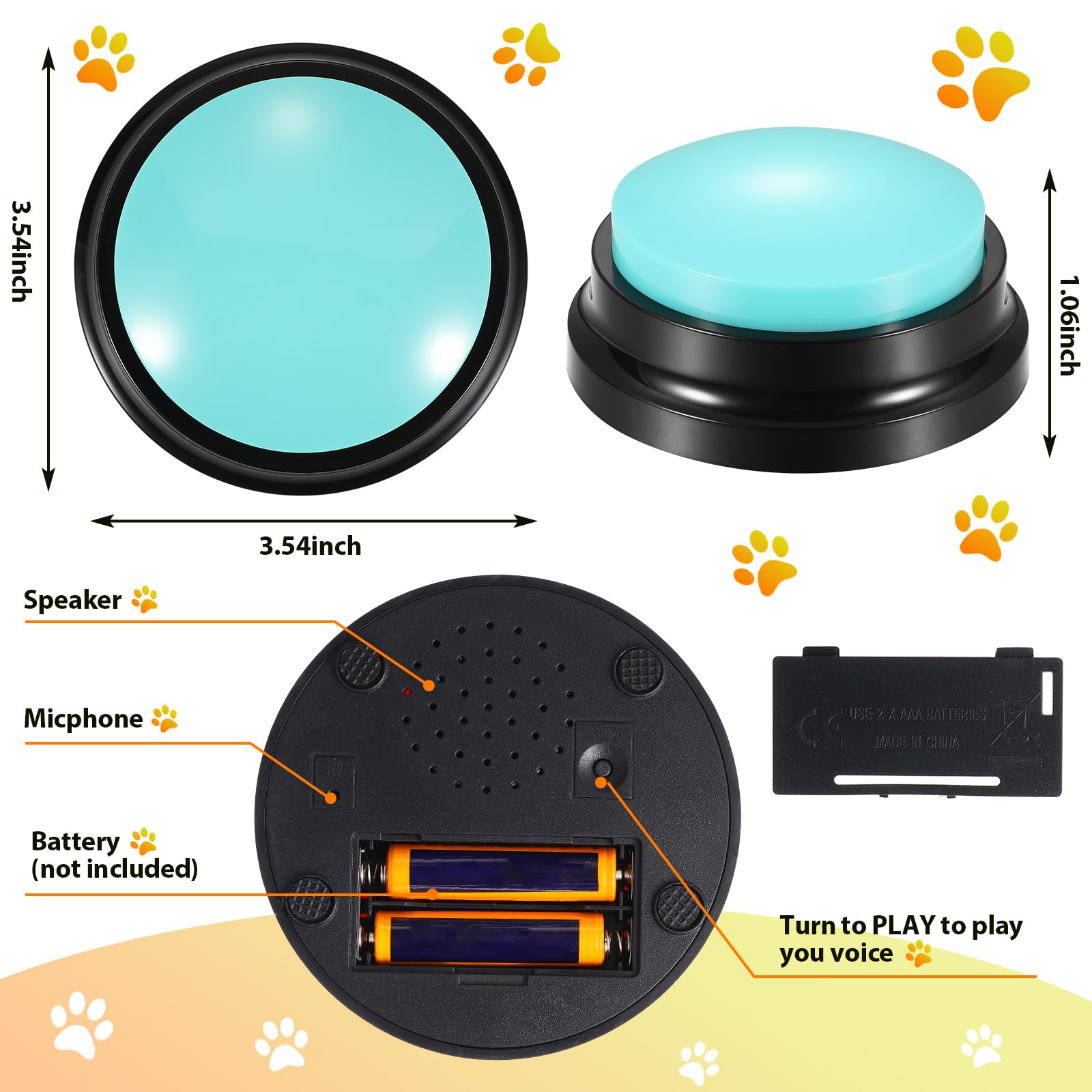 Chumia 12 Pcs Dog Buttons For Communication Dog Talking Voice Recording Buttons 30 Second Record & Playback Pet Speech Training Buzzers For Animal Office Home Game