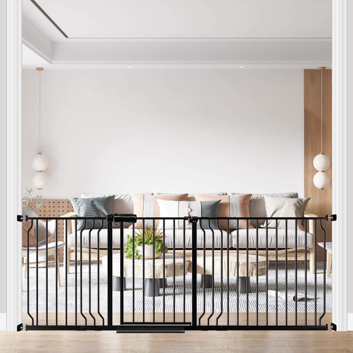 TSAYAWA Baby Gate Extra Wide Fits 71.65-85.82 Wide Opening - Dog Pet Gates for Doorways Stairs No Drilling Pressure Mounted - La