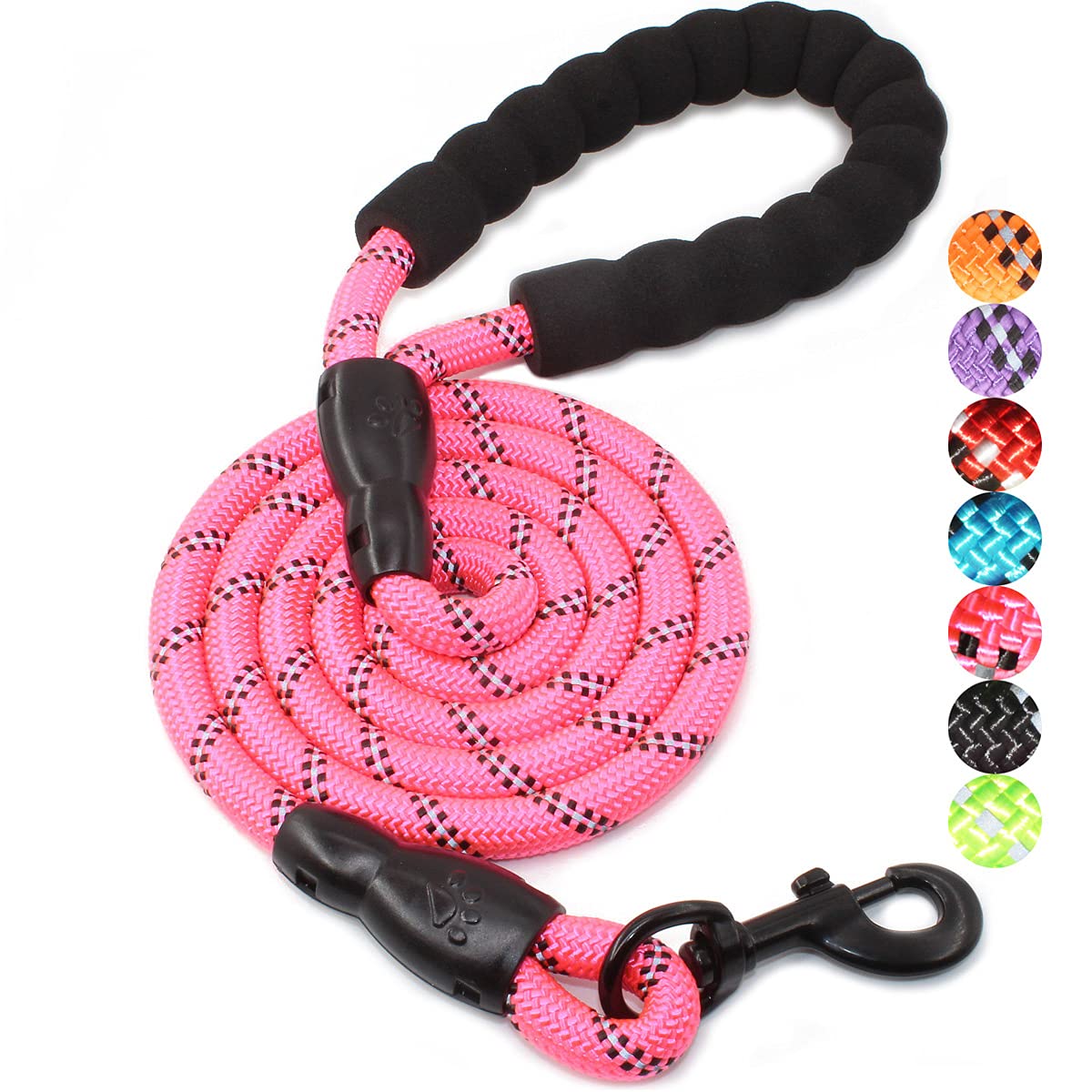 Baapet 2/4/5/6 Ft Dog Leash With Comfortable Padded Handle And Highly Reflective Threads For Small Medium And Large Dogs (5Ft-1/2'', Pink)