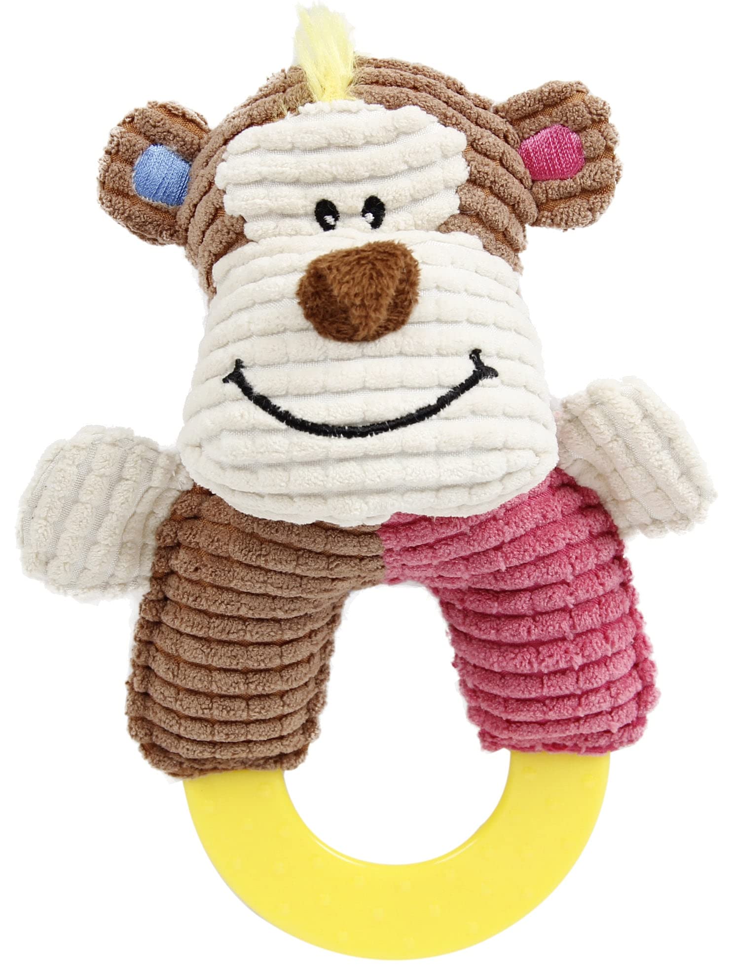 Pet Life  Ring-O-Round Plush Squeaking and Rubber Teething Newborn Puppy Dog Toy