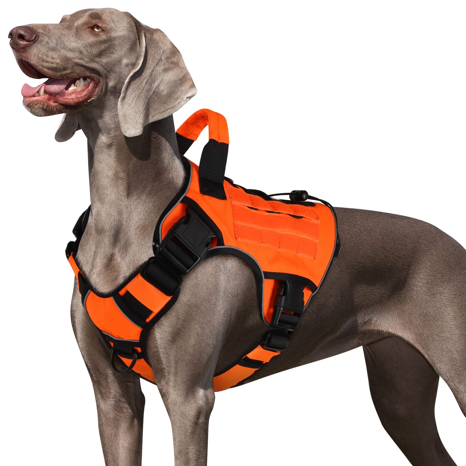 Wingoin Orange Tactical Dog Harness Vest For Large Dogs No Pull Adjustable Reflective K9 Military Dog Service Dog Harnesses With Handle For Walking, Hiking, Training(L)