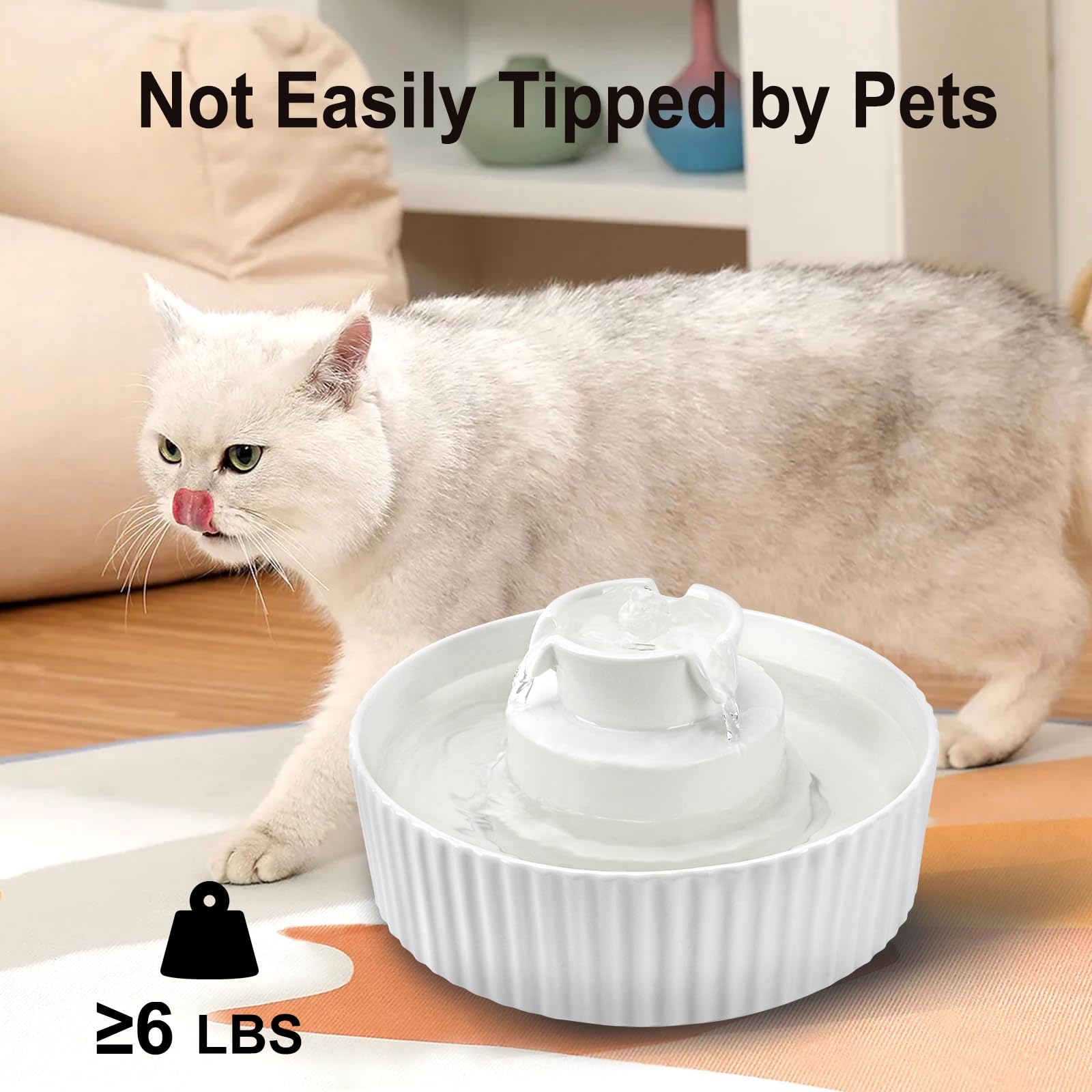 Lawfery Ceramic Cat Water Fountain, 2.1L/71Oz Cat Fountain With 3 Carbon Filters And 2 Water Pumps, Cupcake Pet Water Fountain For Cats And Dogs (White)