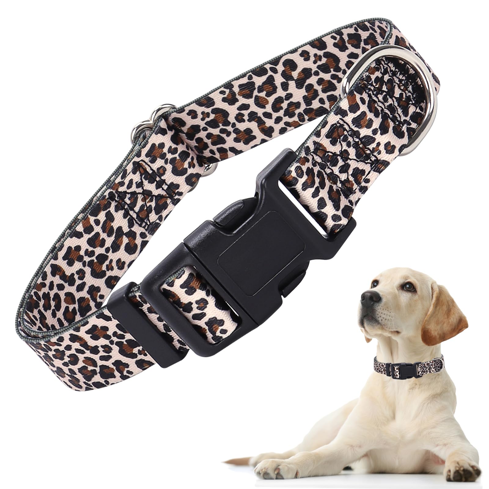 Leopard Dog Collar For Girl Boy Dogs, Adjustable Soft Male & Female Pet Collar For Small Medium Large Xl Dogs (Leopard M)