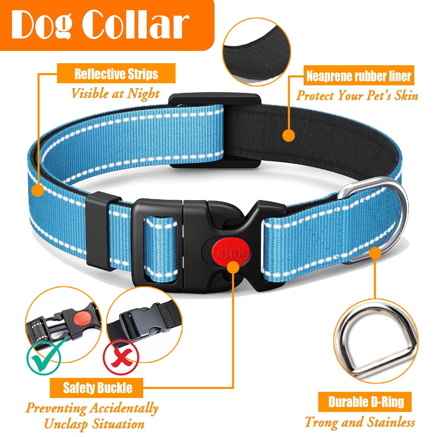 Lobeve No Pull Dog Harness, Collar & Leash Set With Retractable Dog Seat Belt, Collapsible Dog Bowls And Poop Bag Dispenser - Id