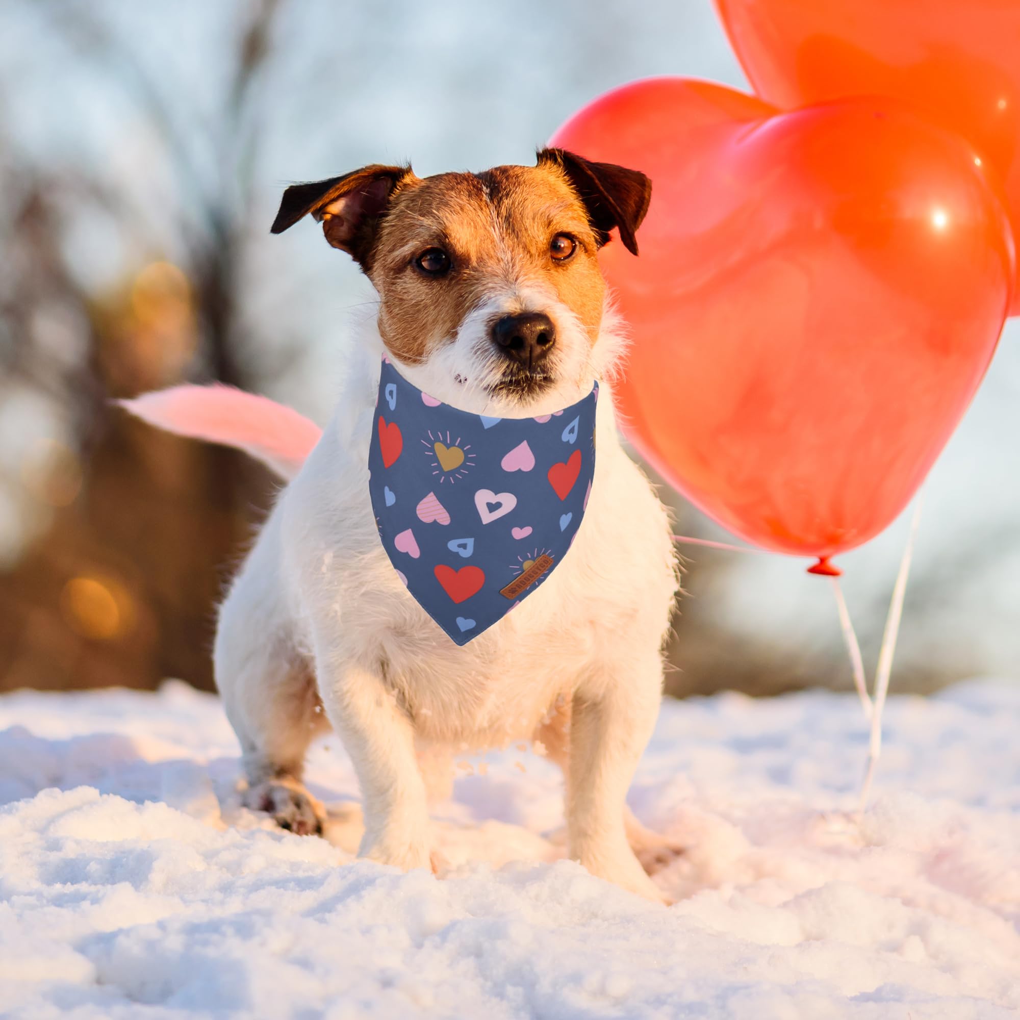 Adoggygo Valentine Dog Bandana, Colorful Heart Pet Scarf, Multi Size Offered, White Blue Valentine Heart Bandanas For Small Dogs