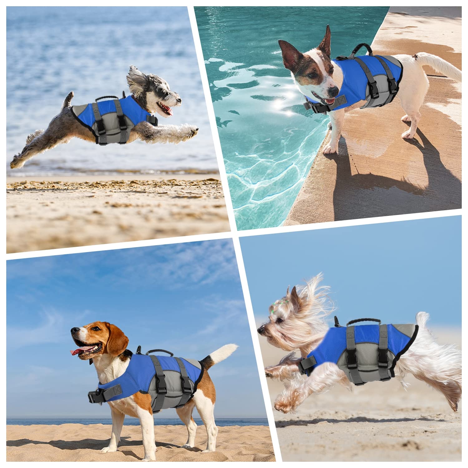 Mklhgty Dog Life Jacket, Reflective Adjustable Dog Life Vest With Rescue Handle For Swimming And Boating, Ripstop Pet Safety Lif