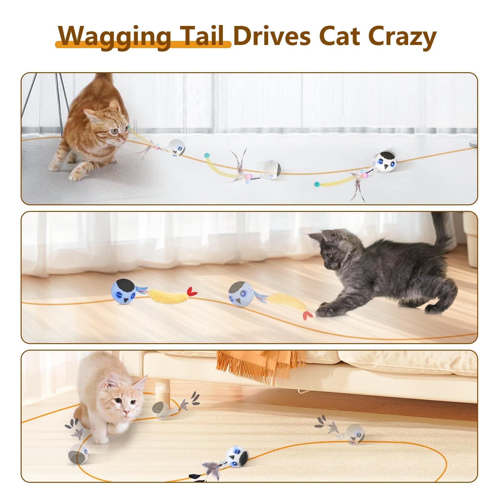 Orsda 3 Pcs Replacement Refills For Cat Ball Toys, Feather Tail, Elastic Net Tail, Plush Shrimps For Interactive Kitten Toys For